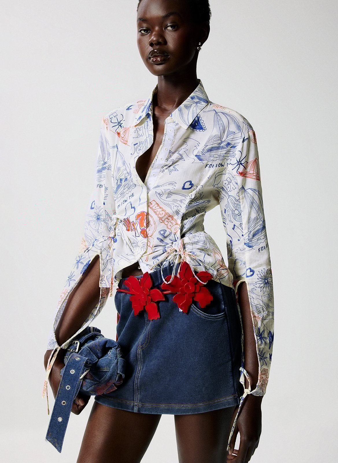 Chemise cintrée à motifs en coton DESIGUAL Blanc