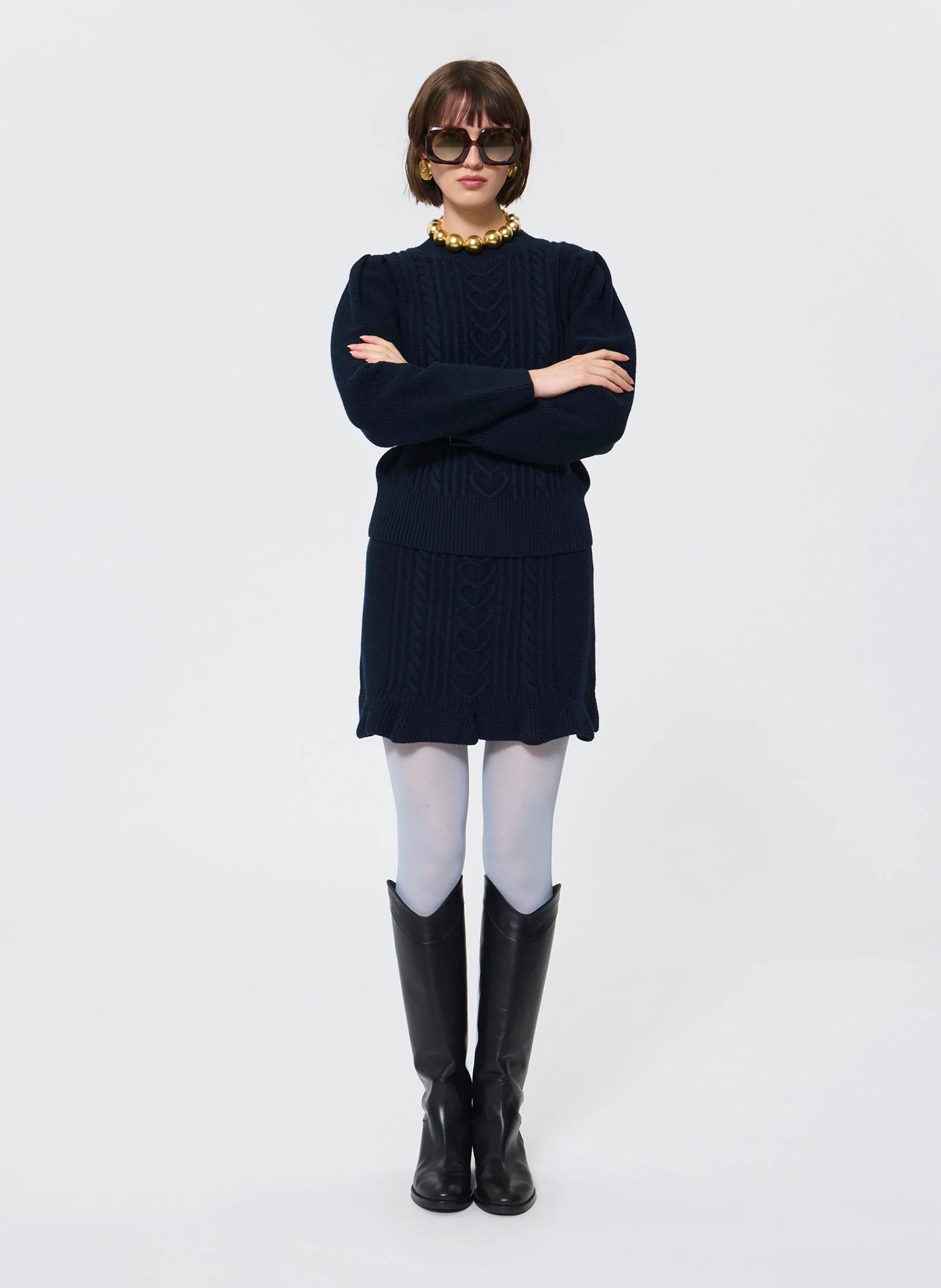 Short flared wool-blend skirt TARA JARMON Blue