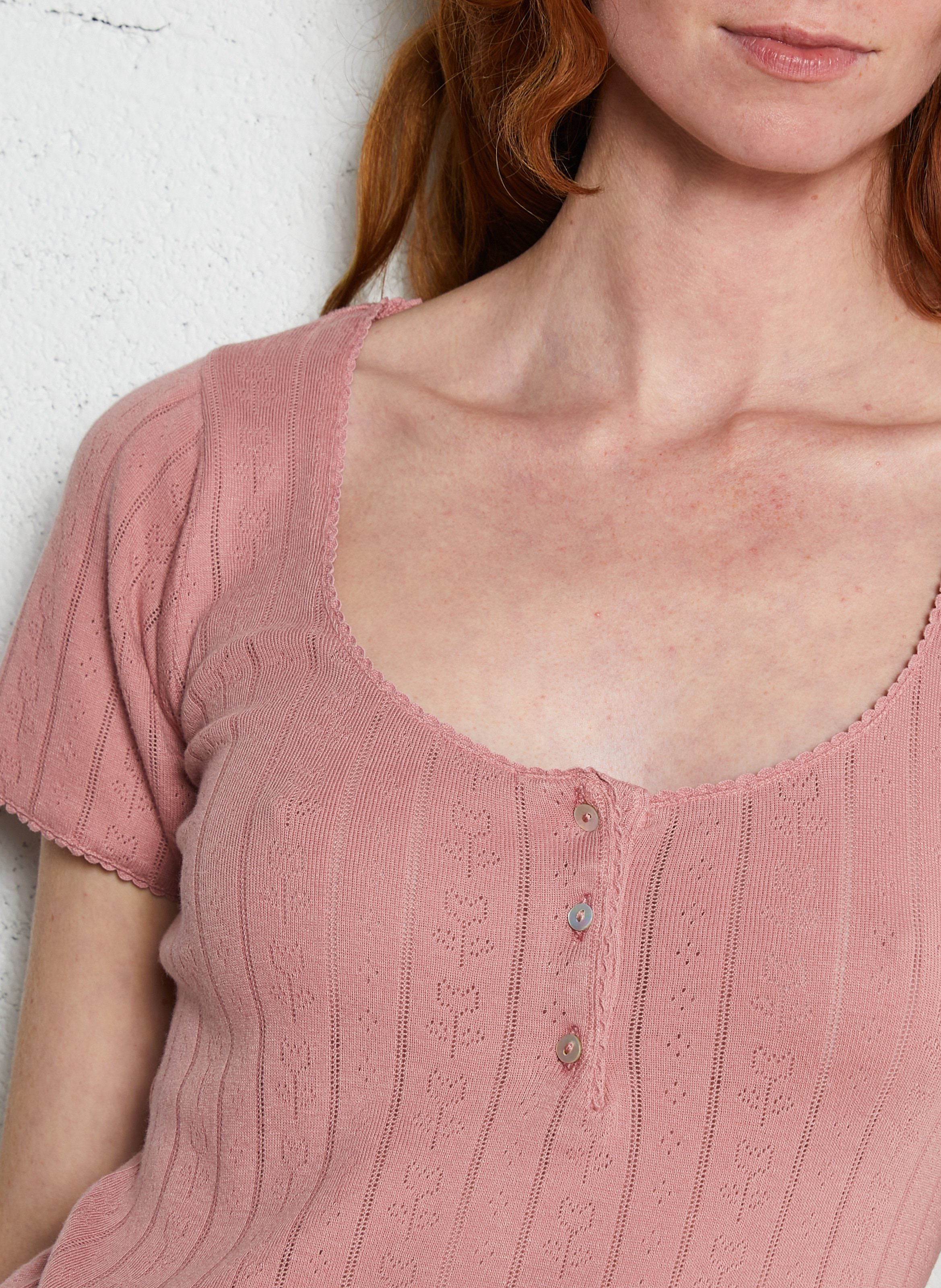 Basic cotton-mix T-shirt Pink