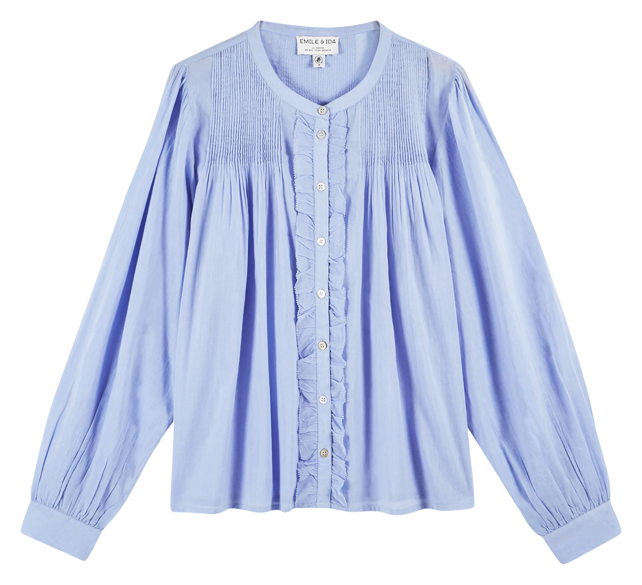 Round-neck organic cotton shirt EMILE ET IDA Blue
