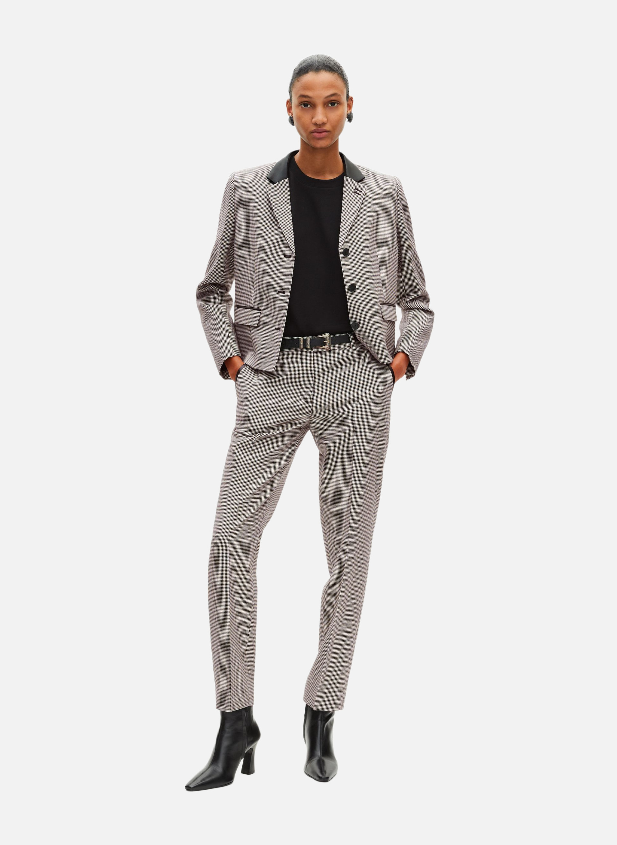 Pantalon tailleur ajusté en pied de poule THE KOOPLES Noir