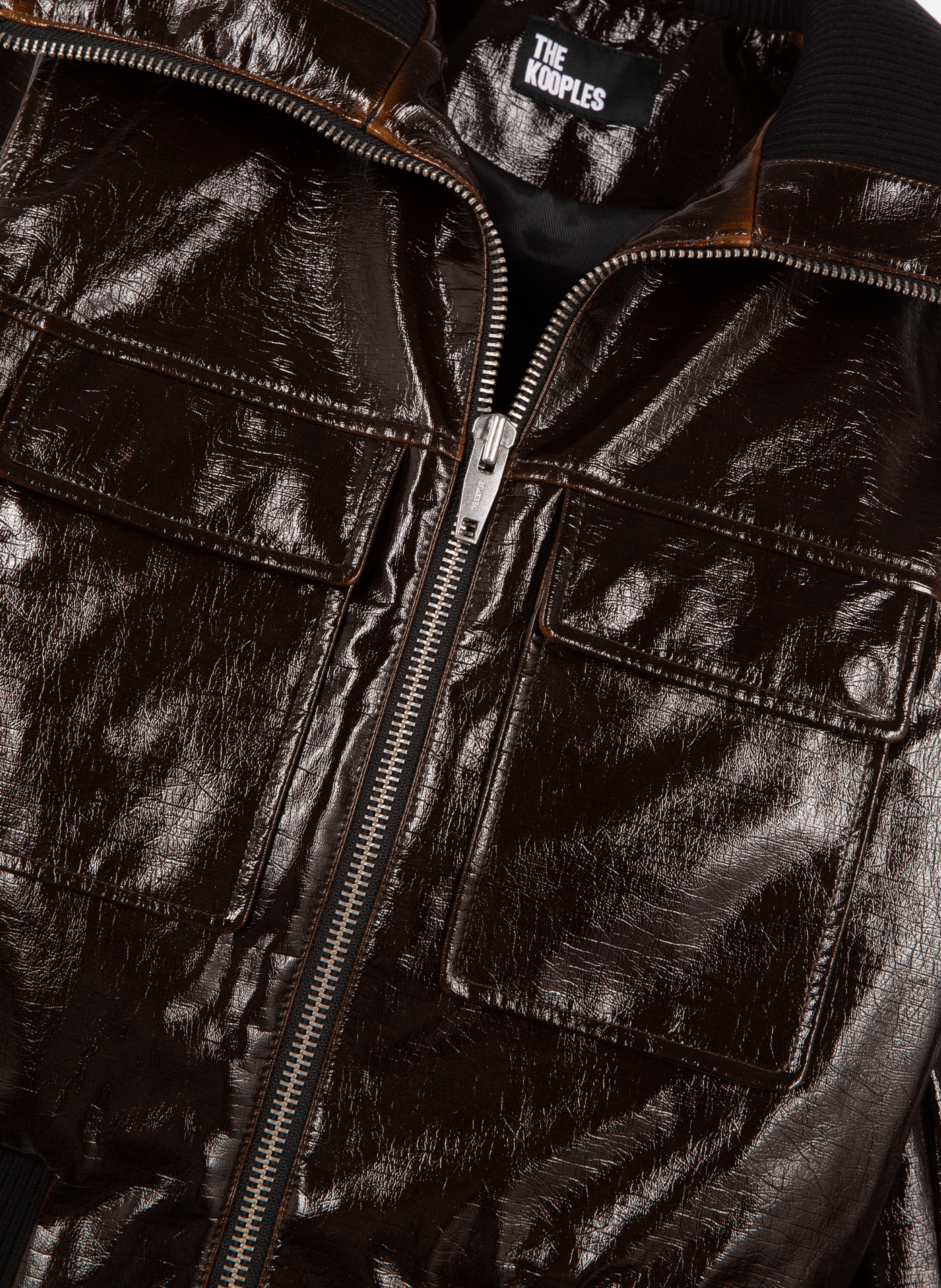 Vinyl effect jacket THE KOOPLES Brown