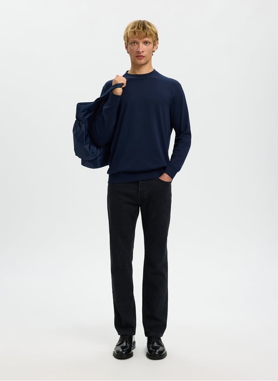 Pull col rond Torino Bleu Selected - Homme | Place des Tendances Pull col rond Torino Bleu Selected - Homme | Place des Tendances