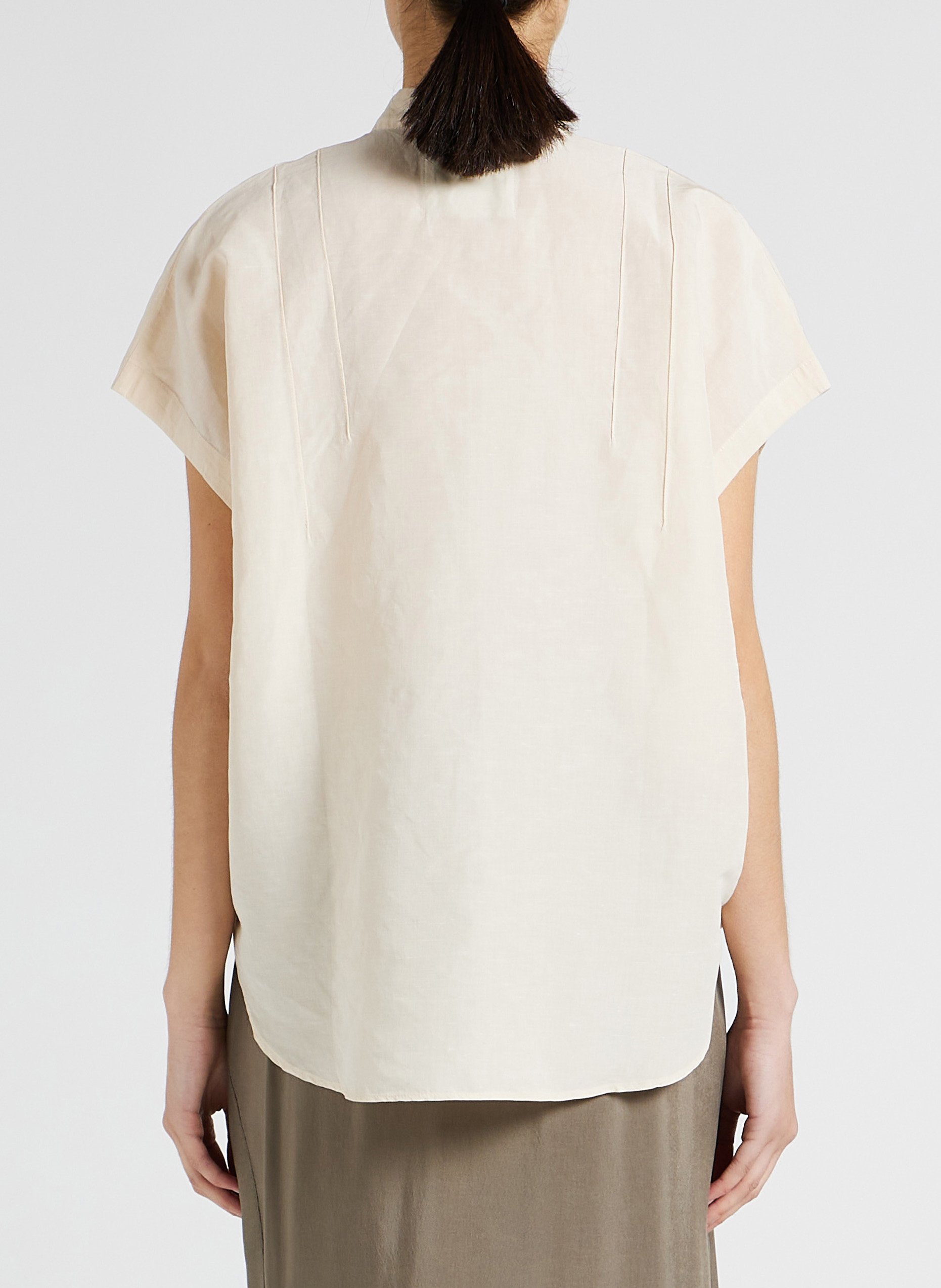 Top col rond en lin mélangé  HUMANOID Beige