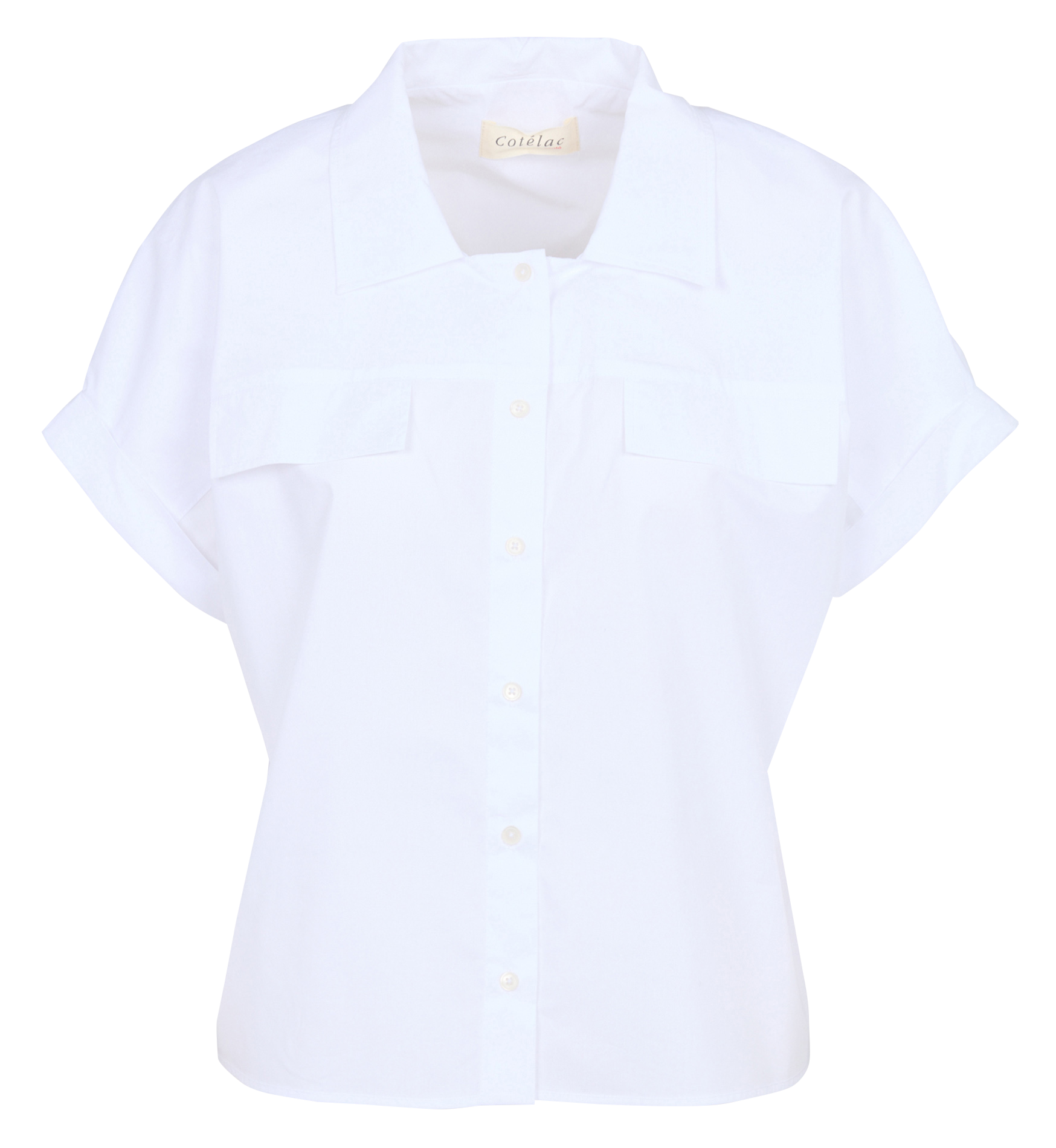 Weite Bluse aus Bio-Baumwolle mit klassischem Kragen ACOTE Weiss