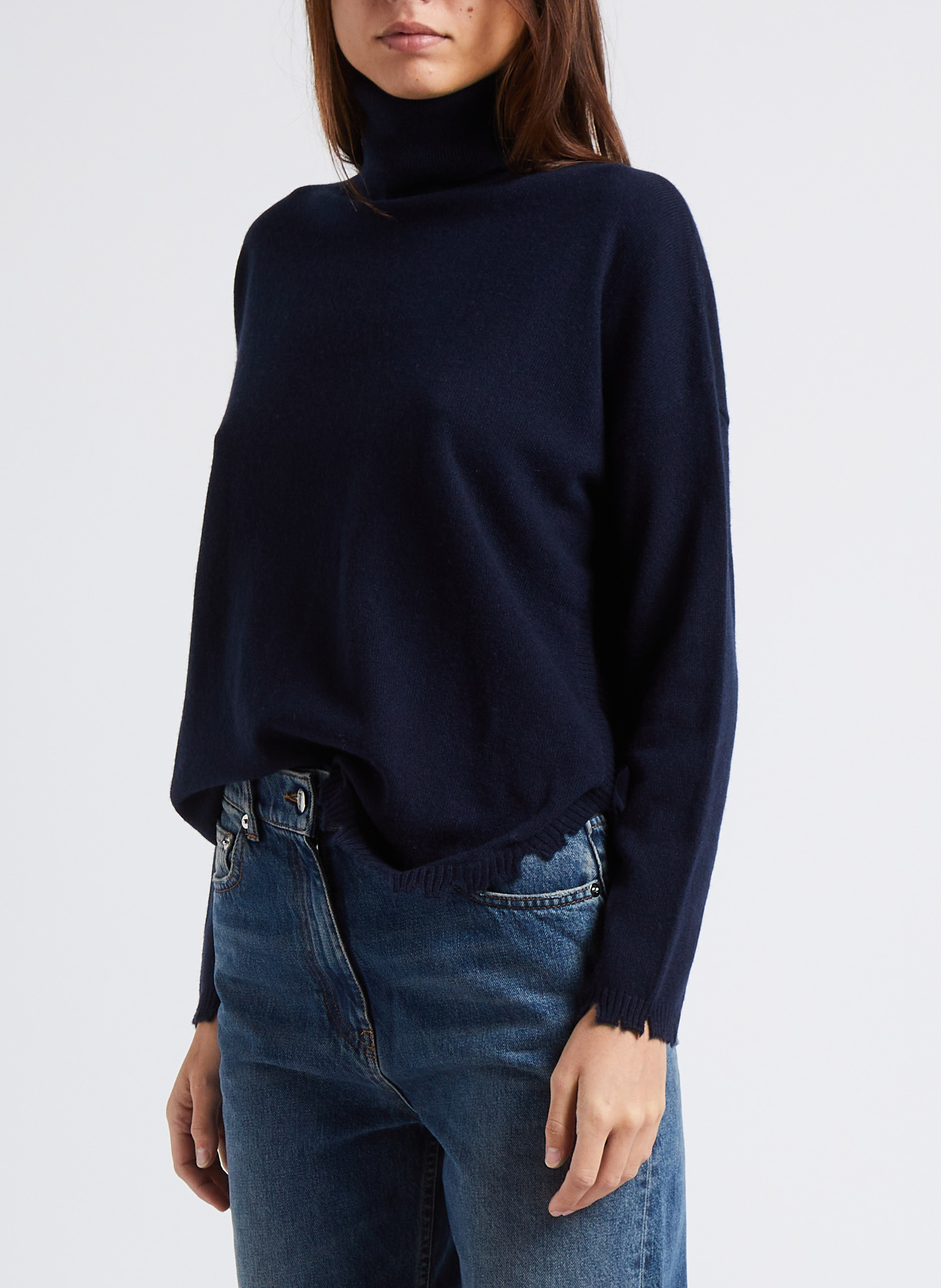 Weiter Rollkragenpullover aus Kaschmir KUJTEN Blau