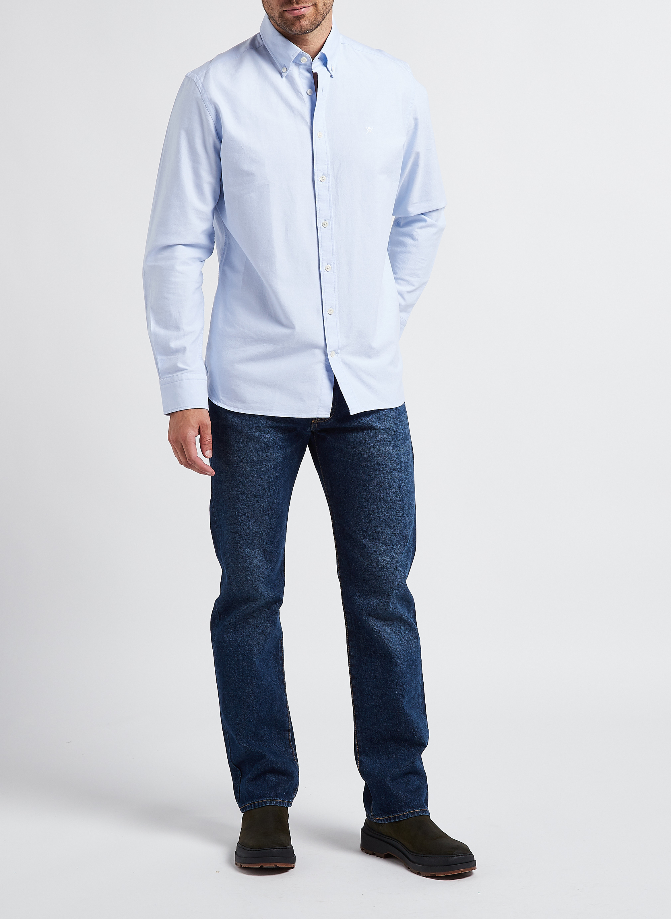 Katoenen blouse met klassieke kraag HACKETT Blauw