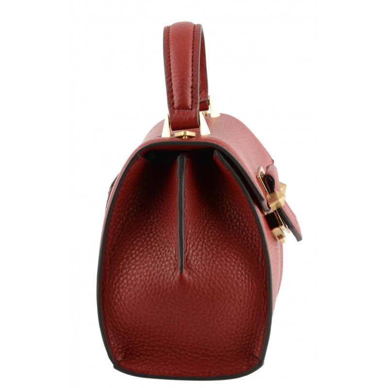 Calfskin leather handbag POURCHET Red