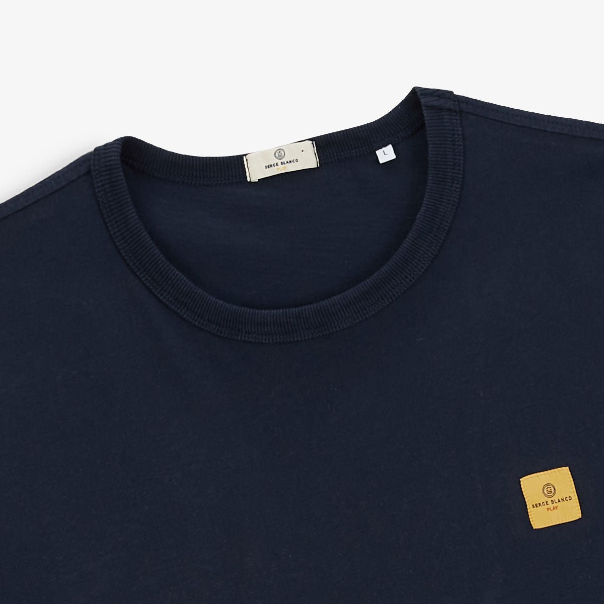 Round neck t-shirt in printed cotton jersey back SERGE BLANCO Blue