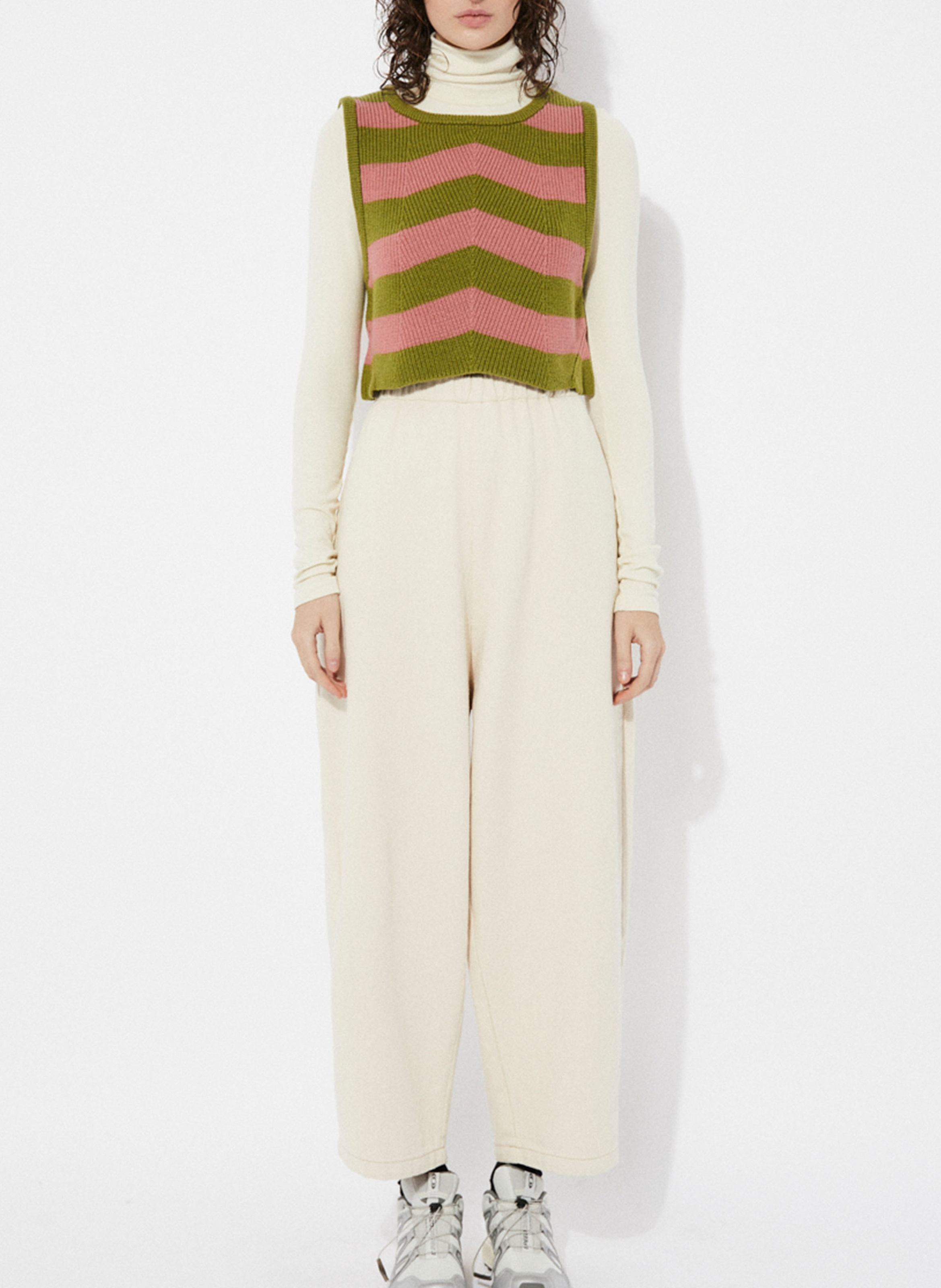 Pull sans manches rayé en laine  RITA ROW Vert