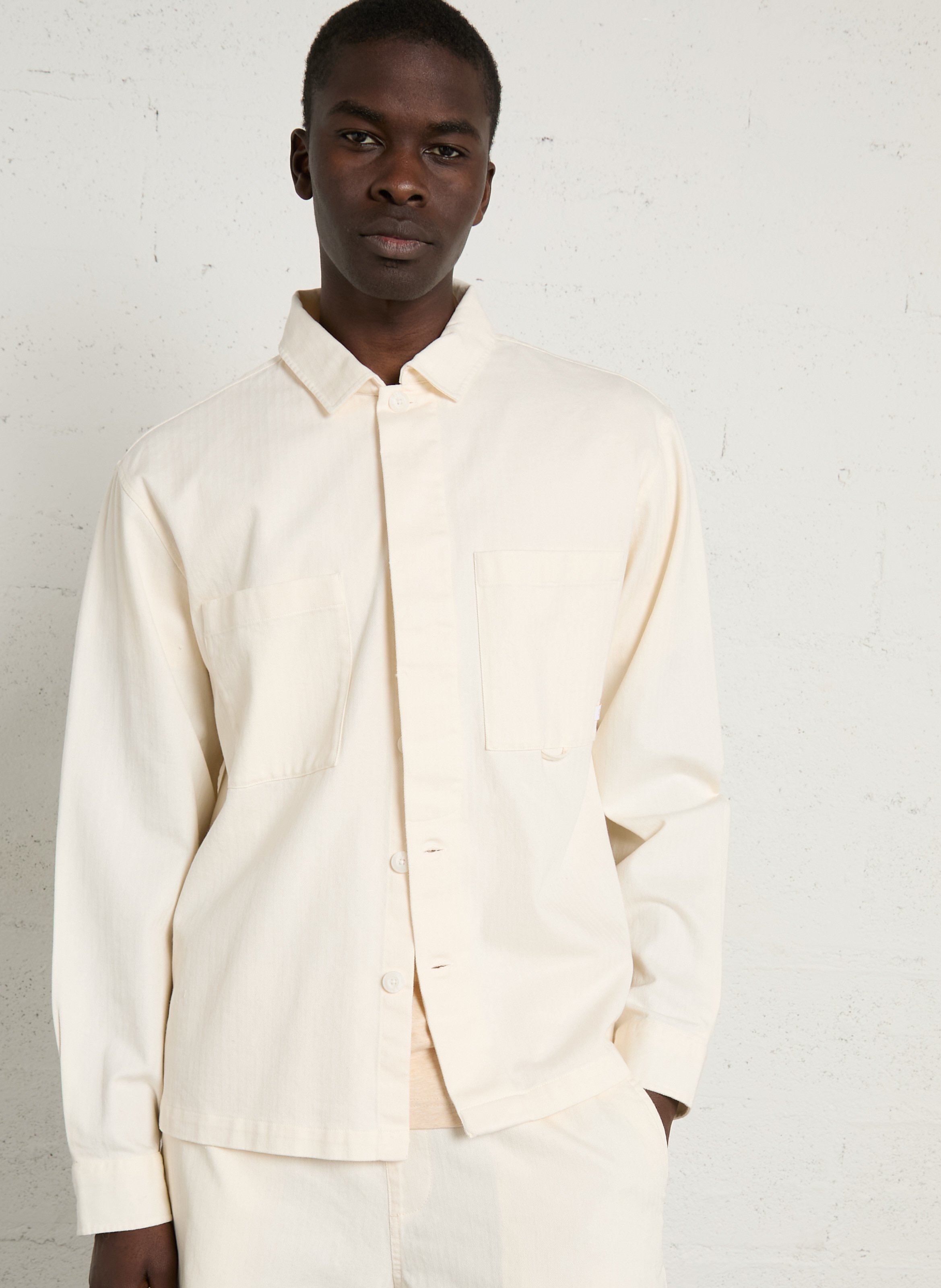 Chemise droite unie en coton FARAH Blanc
