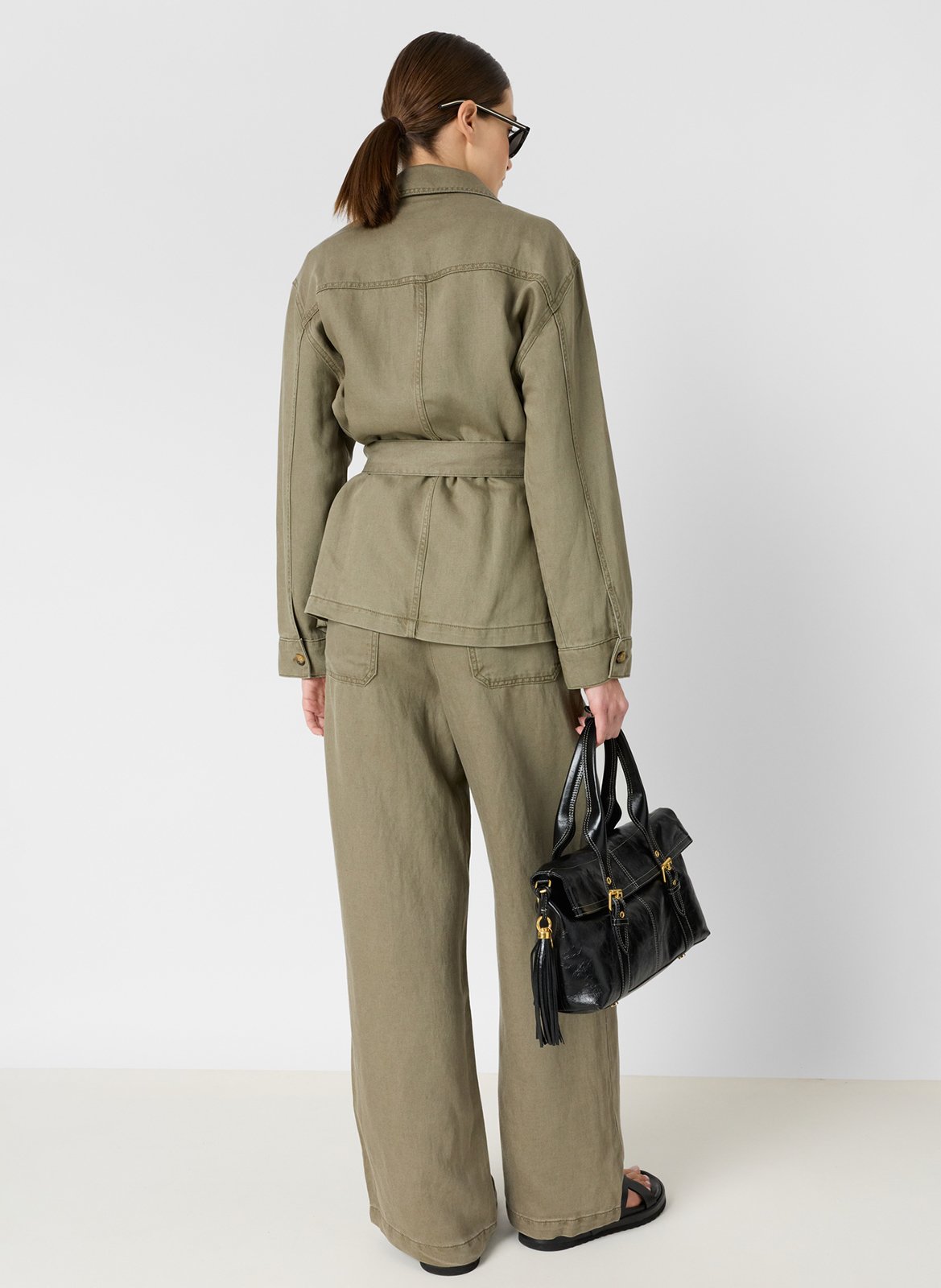 Belted jacket with classic collar GERARD DAREL Khaki