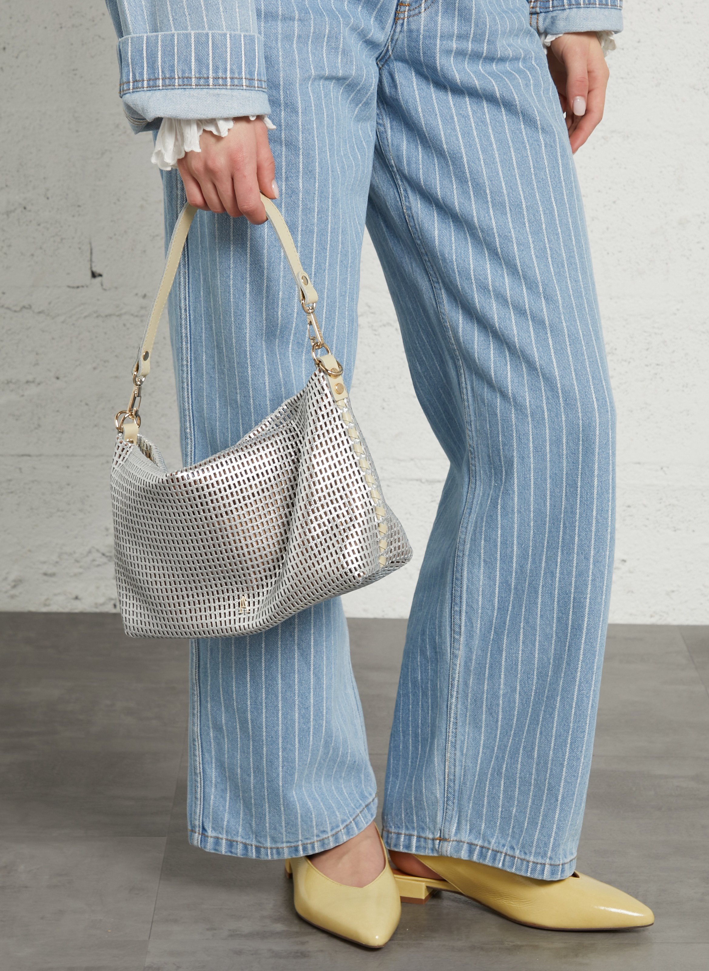 Leather clutch bag CRAIE STUDIO Silver