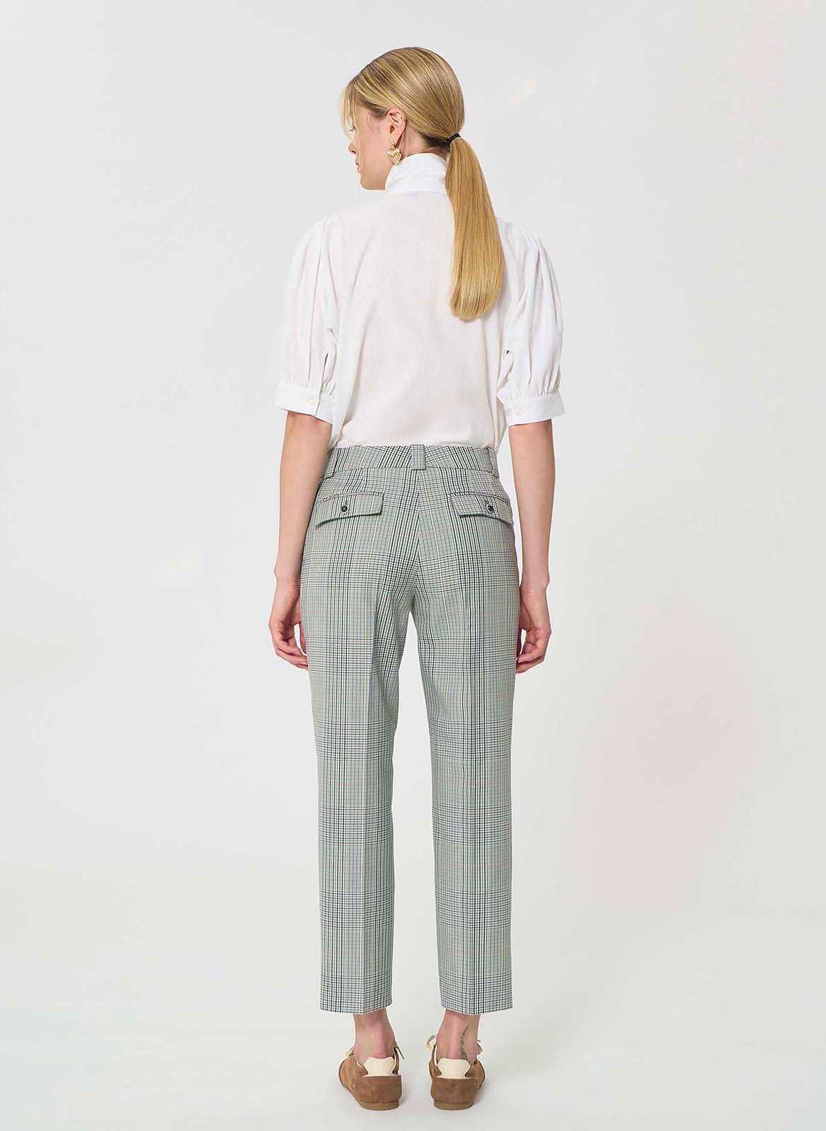 Pantalon carotte 7/8ème à motif TARA JARMON Vert