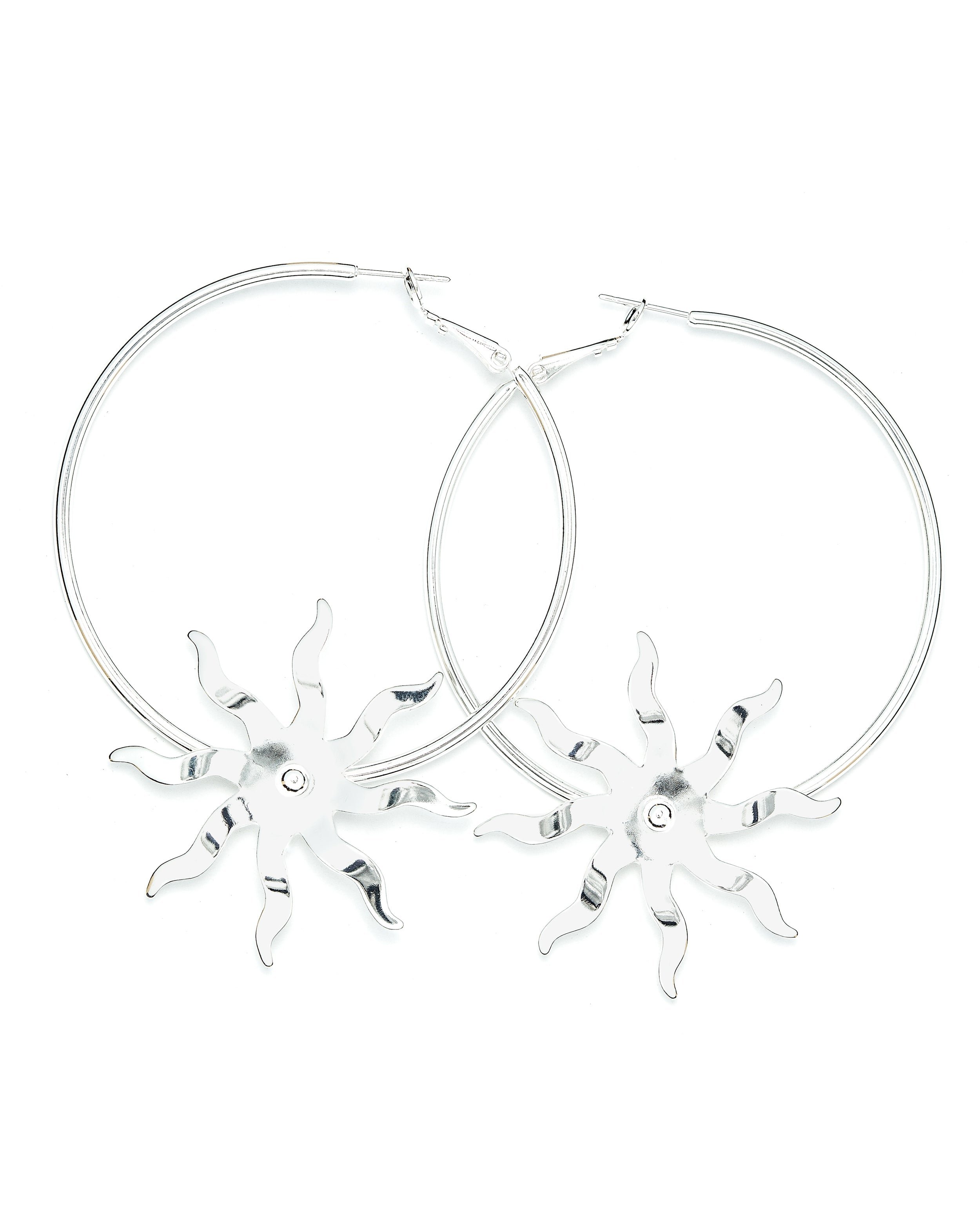 Sun-shaped gold-plated hoop earrings MONSIEUR SIMONE