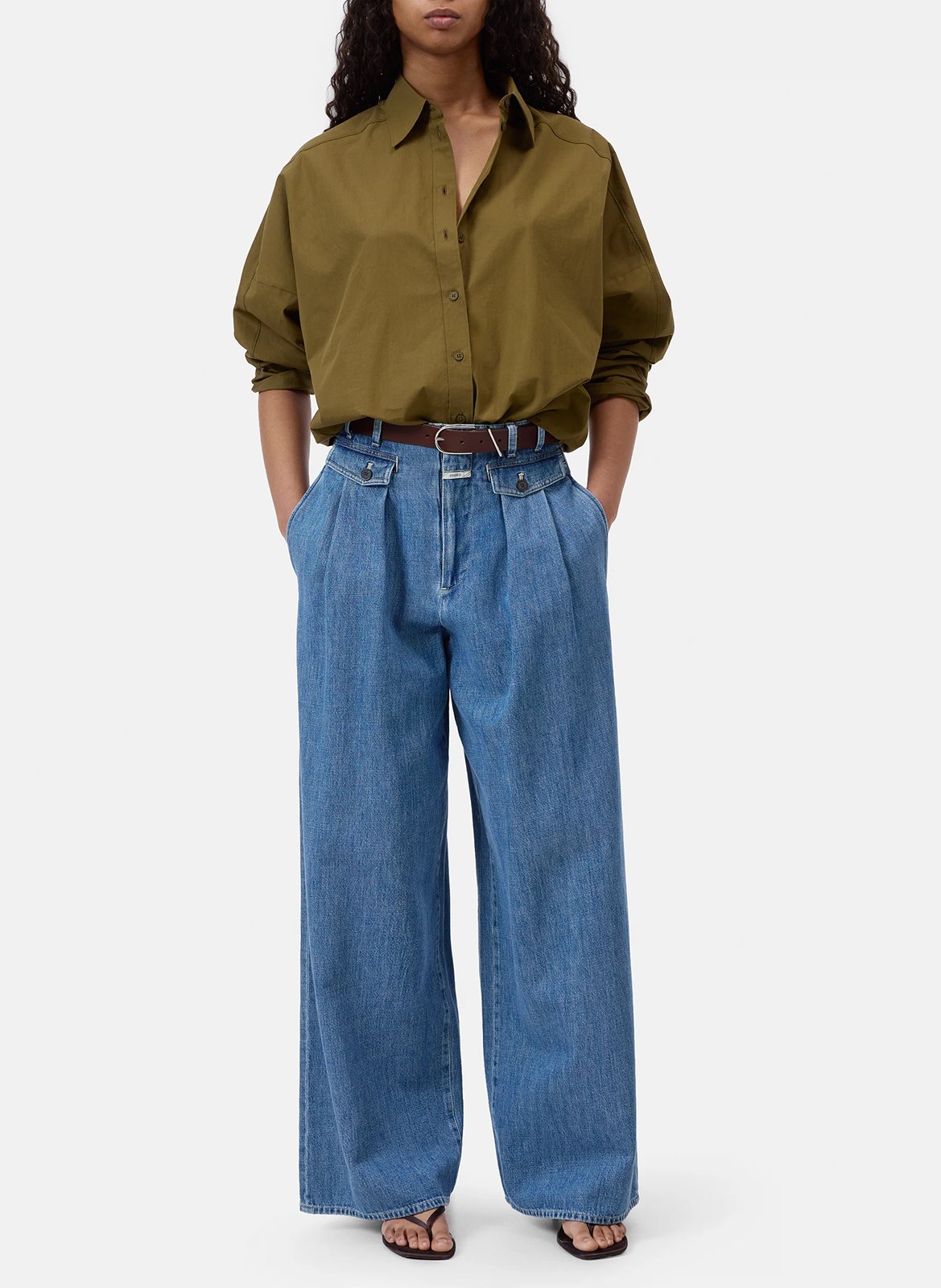 Chemise col classique en coton bio CLOSED Vert