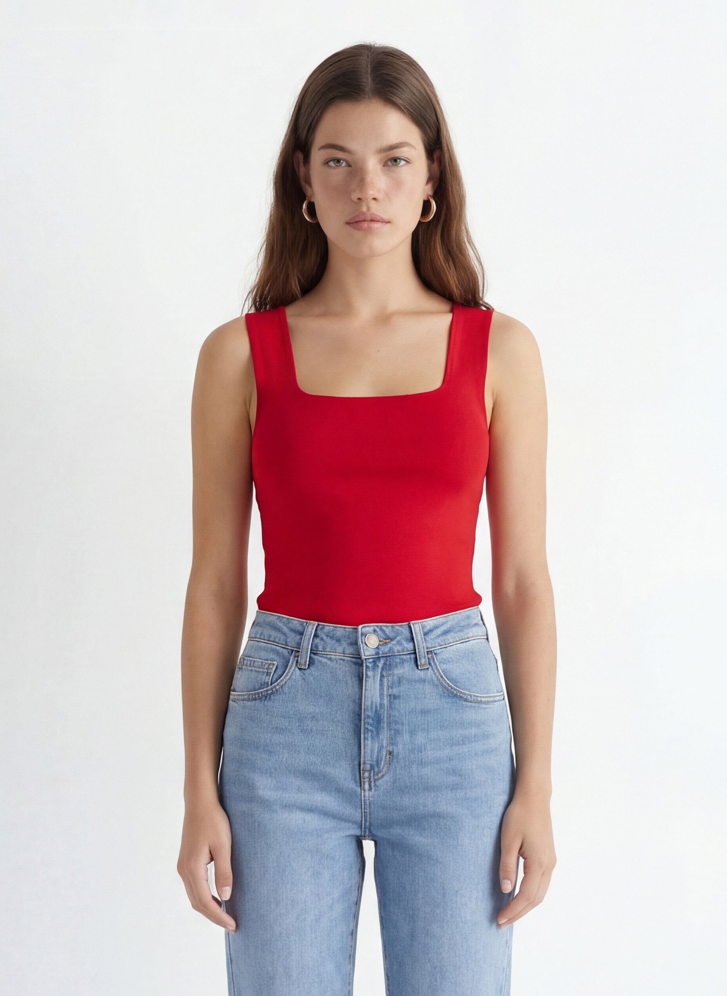 Débardeur droit en coton mélangé KOOKAI Rouge