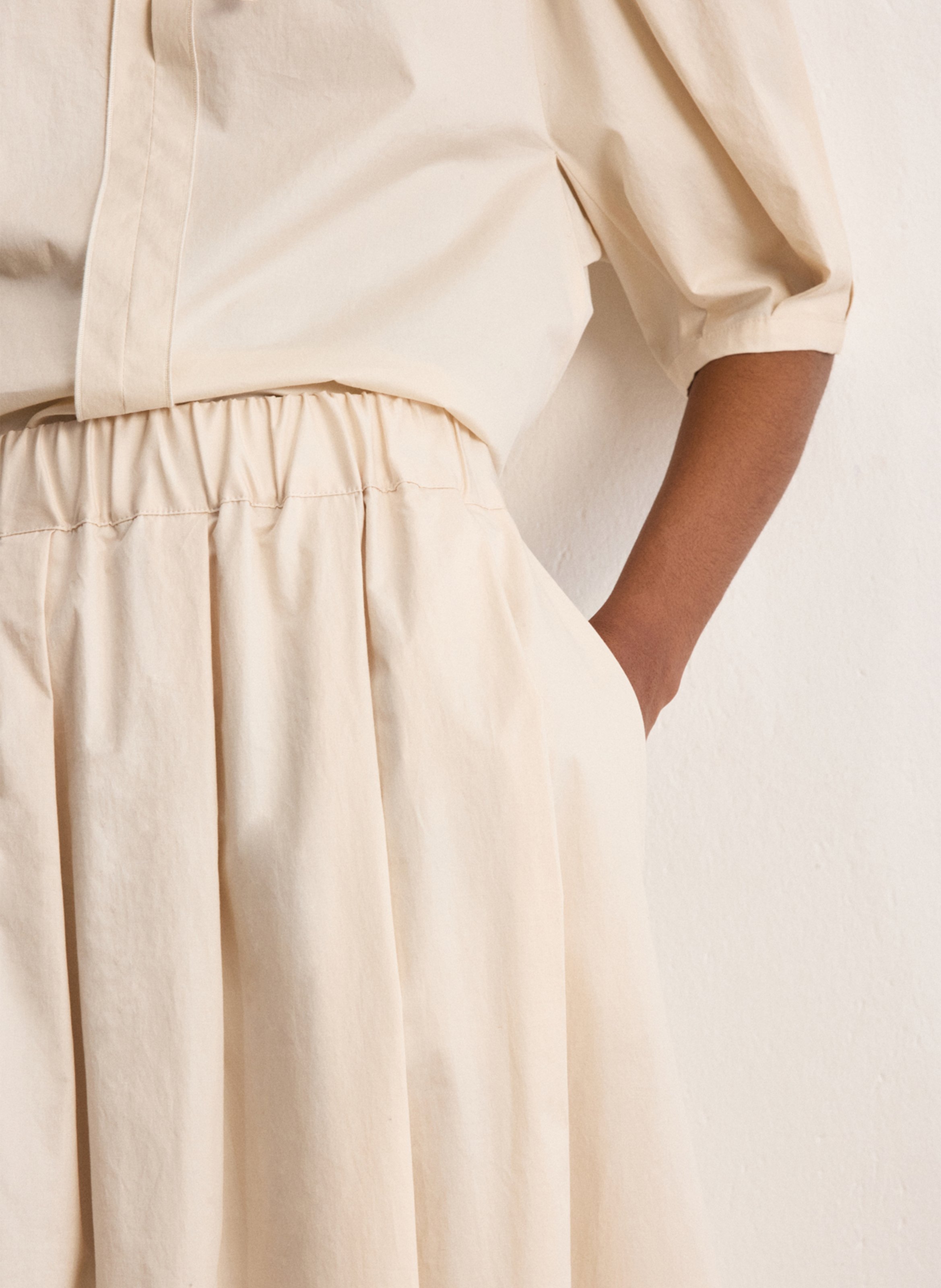 Jupe midi en coton mélangé PABLO Beige