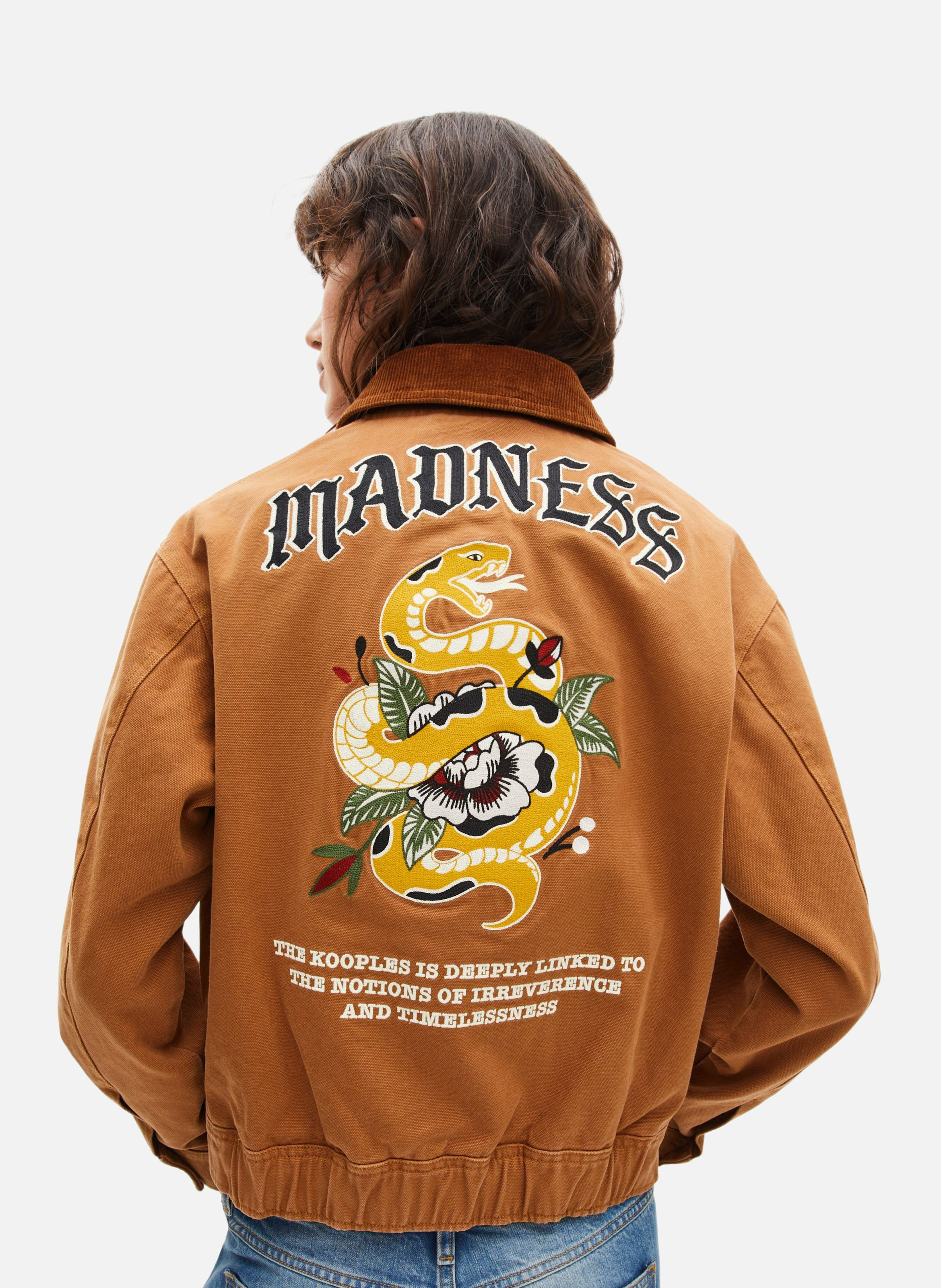 Blouson brodé dos en coton THE KOOPLES Marron