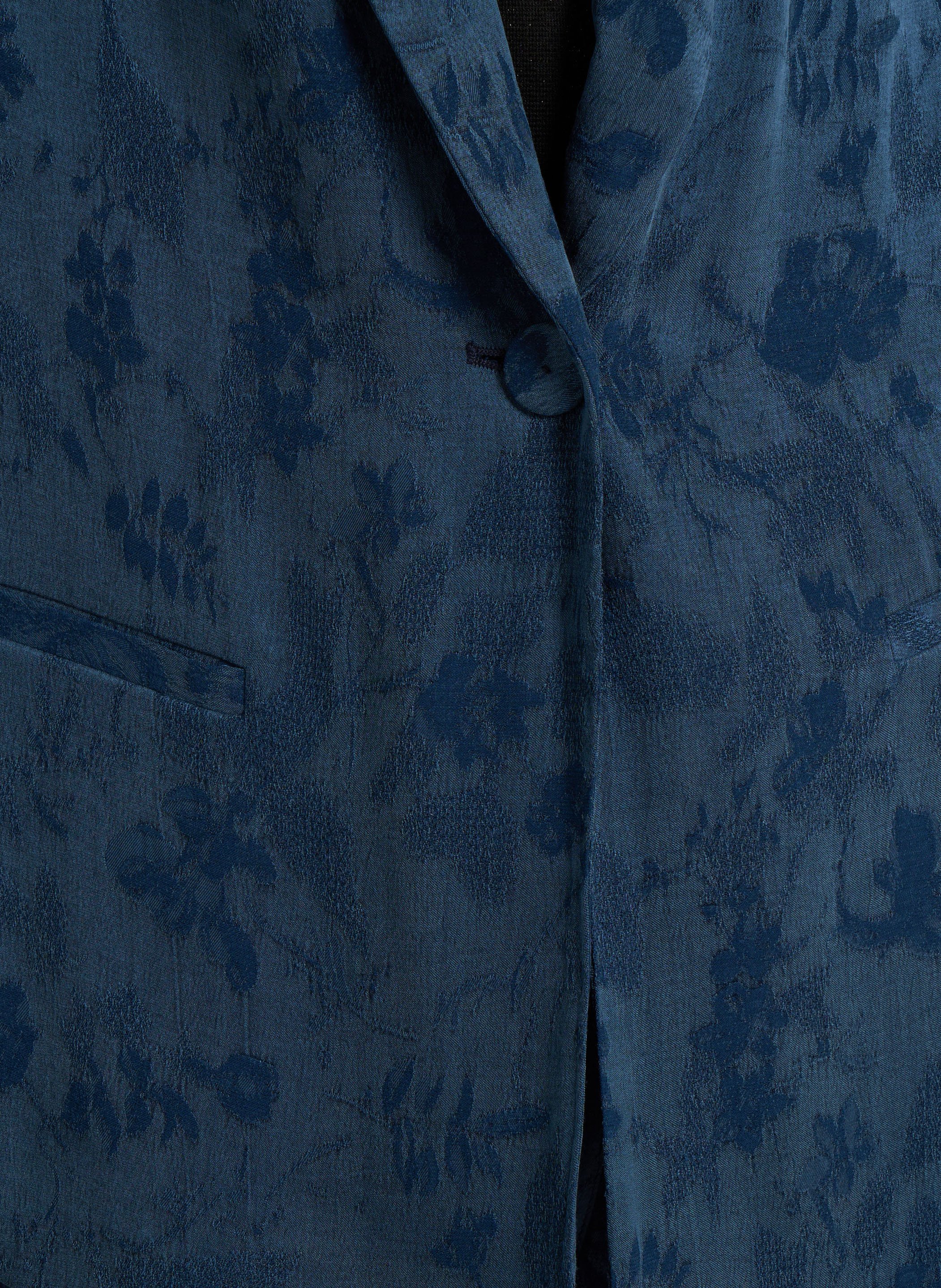 Gerade geschnittene Jacke mit Schalkragen aus bedrucktem Jacquard MOMONI Blau