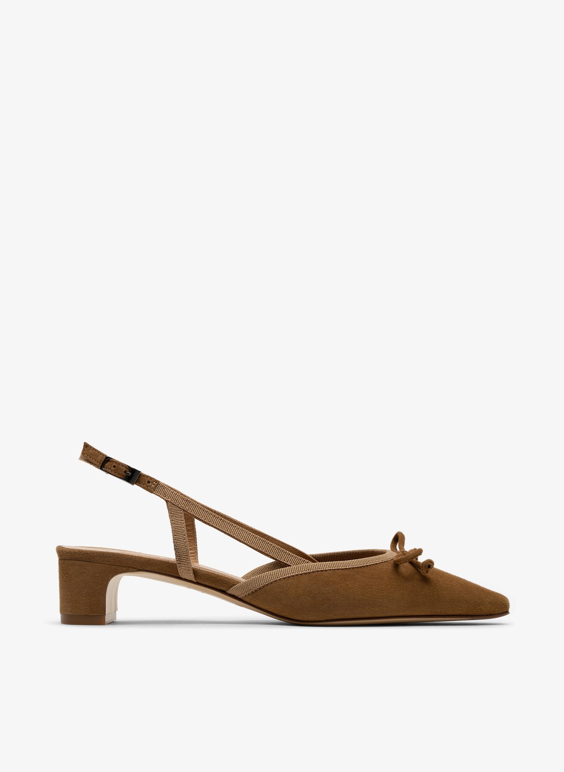 Slingback en cuir velours datte PARALLELE PARIS Marron
