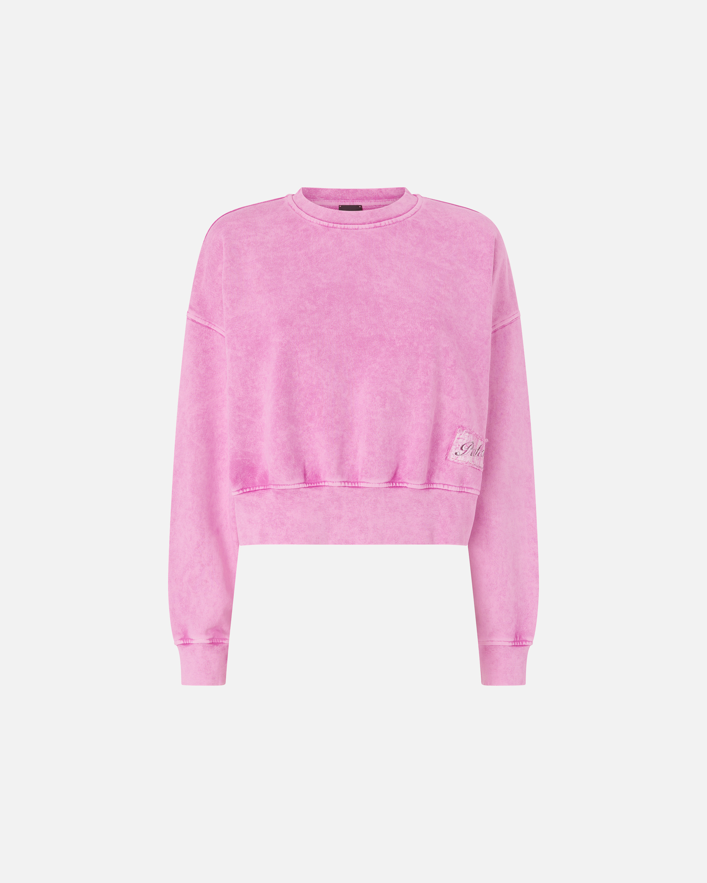 Cropped sweatshirt with logo label PINKO Pink