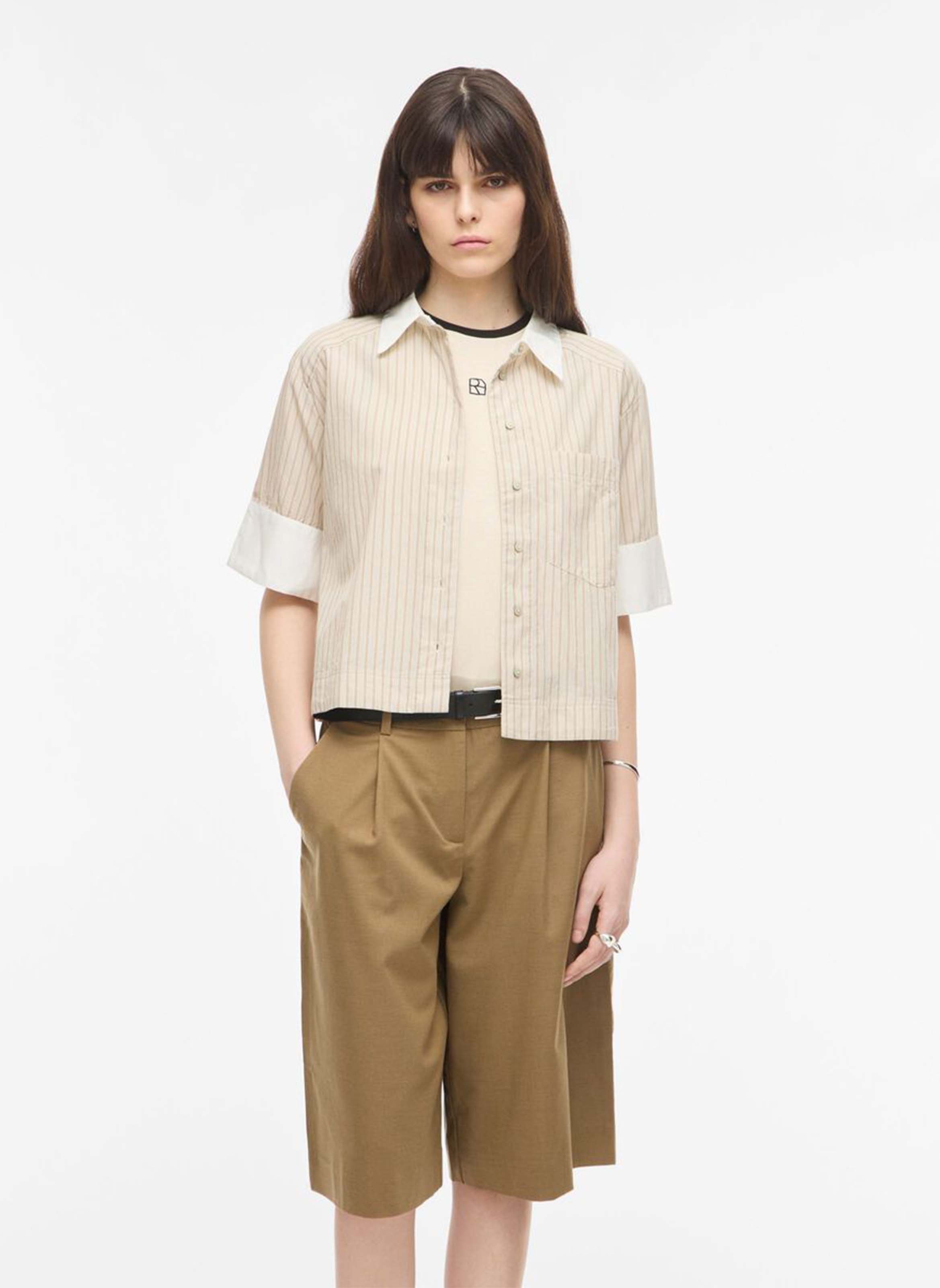 Baumwoll-Bluse ROUGE EDIT Beige