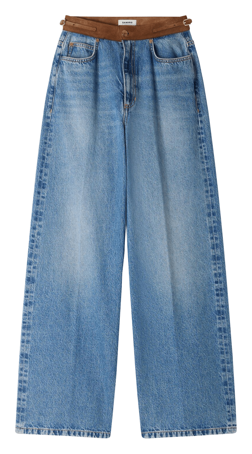 Wide-leg cotton jeans SANDRO Blue