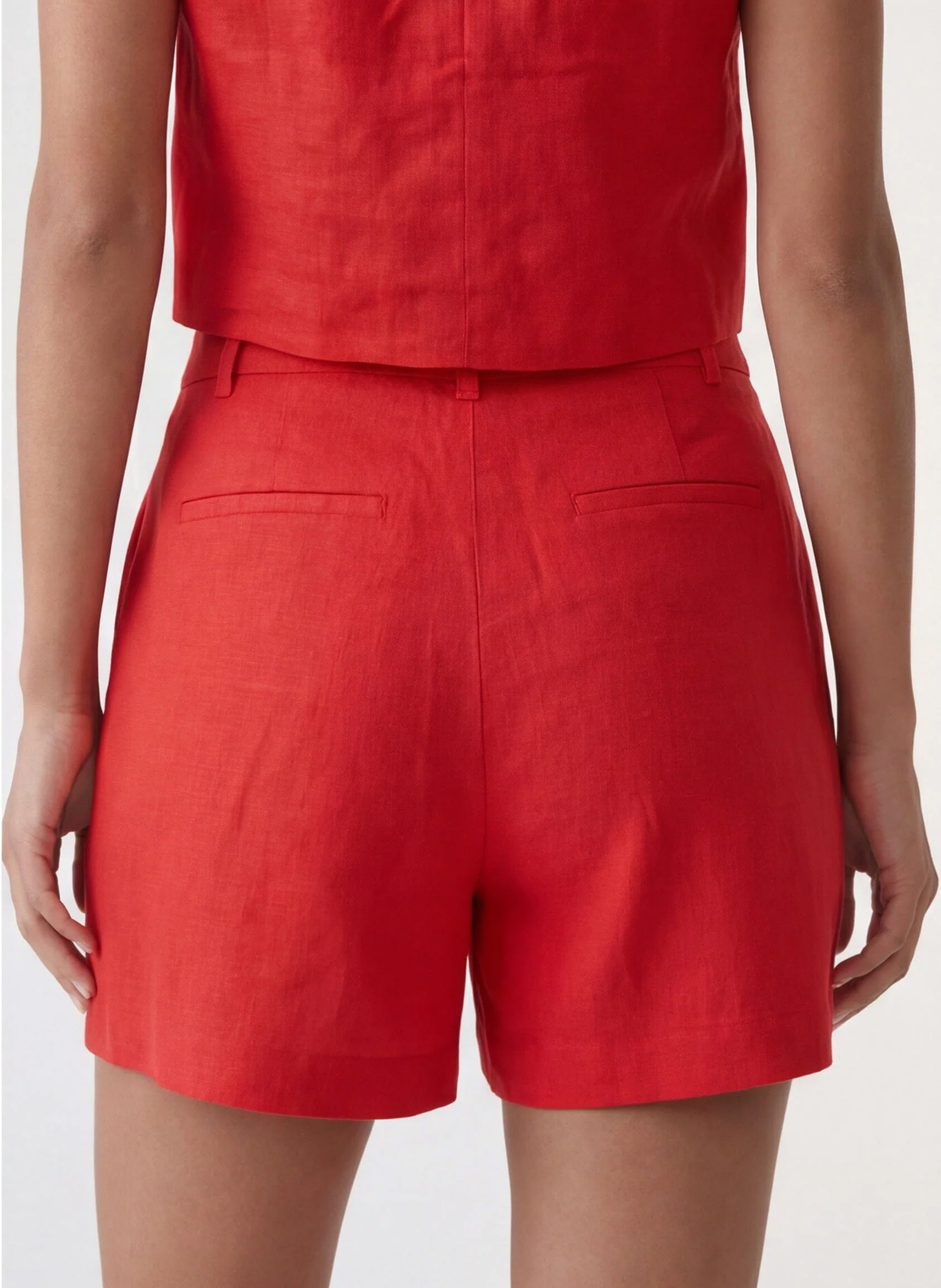 Weite Shorts aus Leinen mit hohem Bund KOOKAI Rot