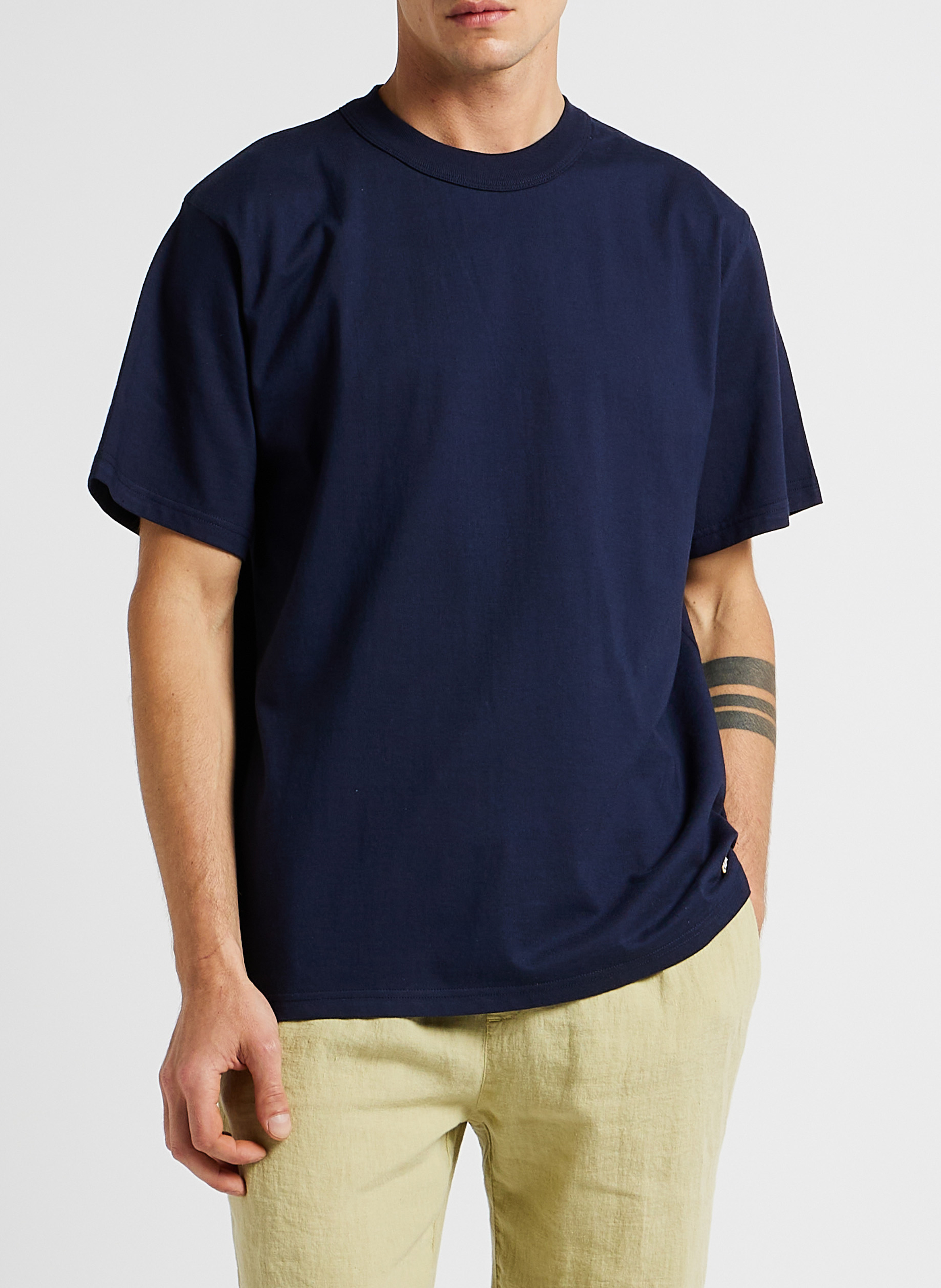 Gerade geschnittenes T-Shirt aus Bio-Baumwolle mit halsnahem Ausschnitt ARMOR LUX Blau