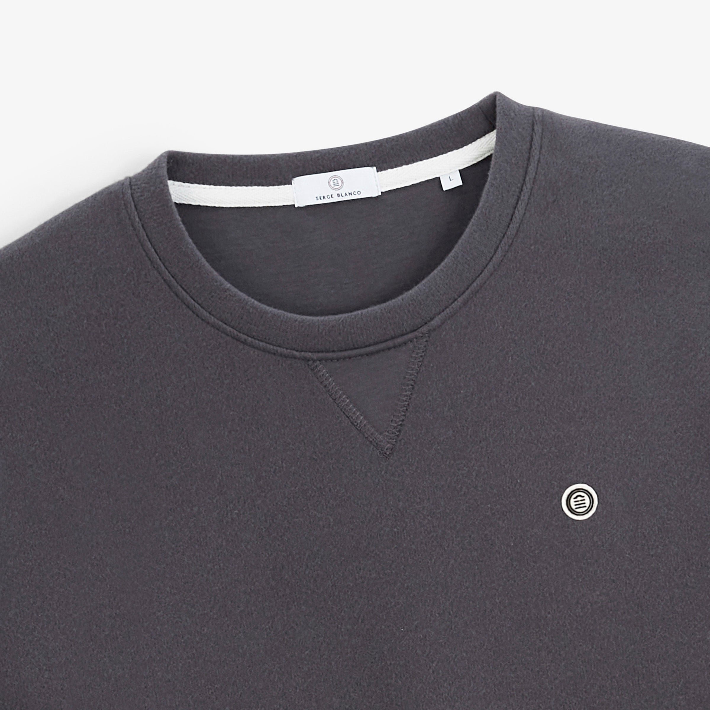 Round neck sweatshirt French rib SERGE BLANCO Grey