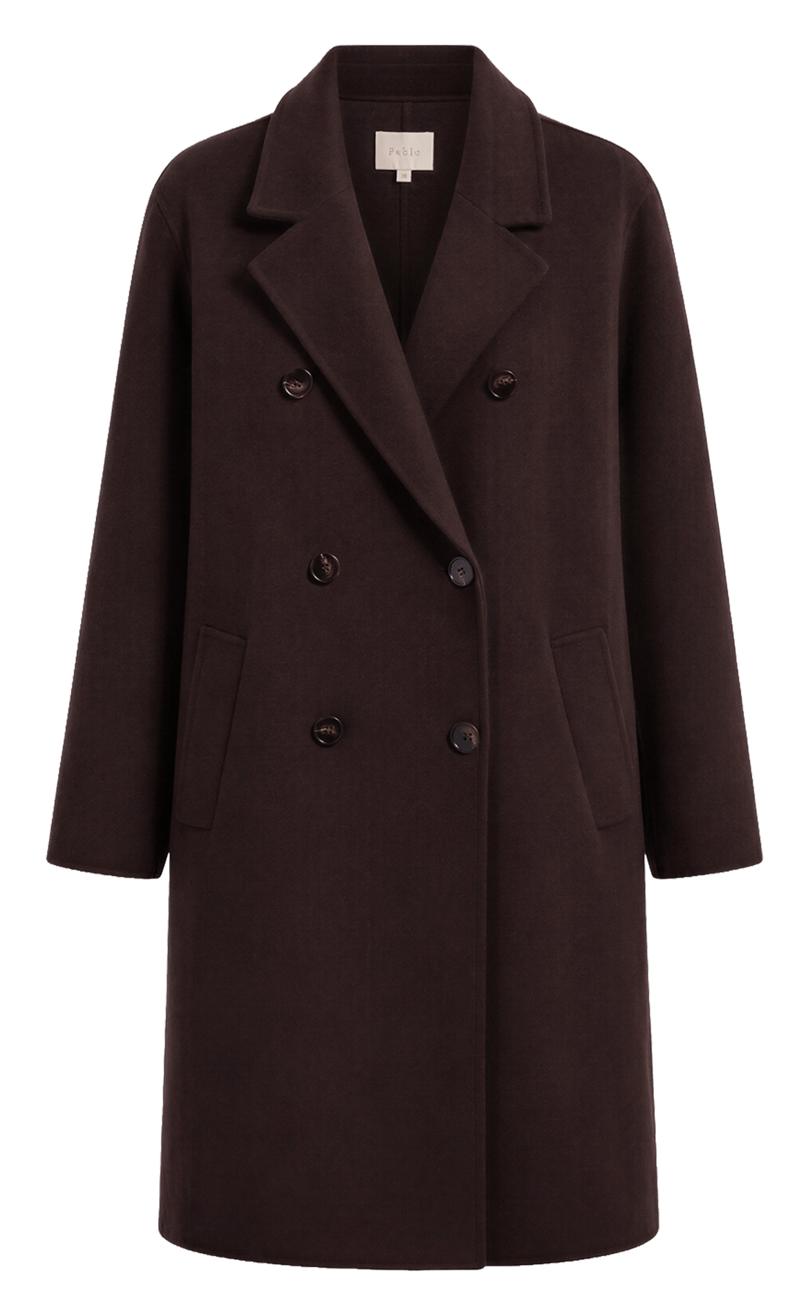 Manteau ample col tailleur en laine PABLO Marron