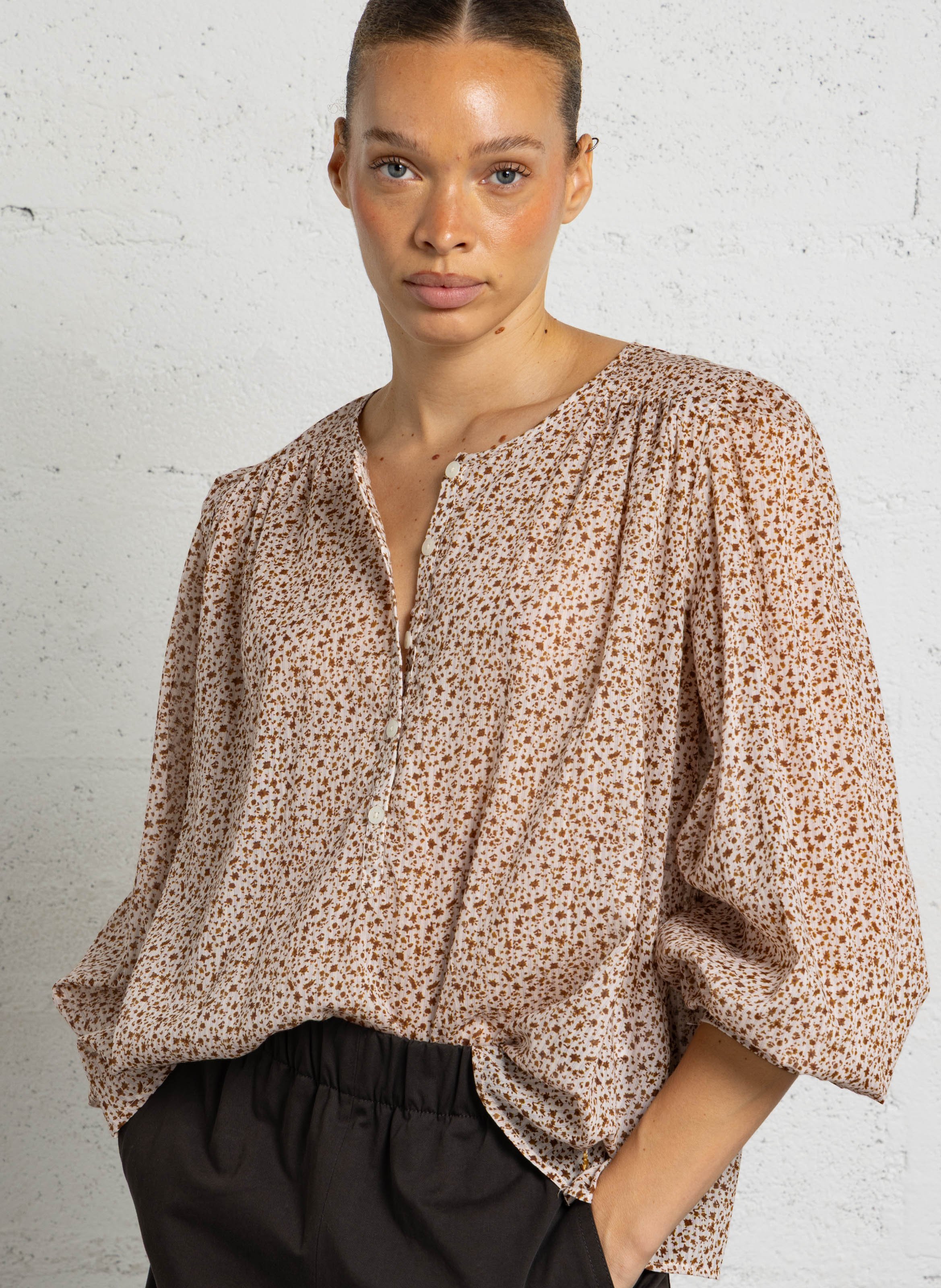 Ruimvallende, katoenen blouse DES PETITS HAUTS Veelkleurig