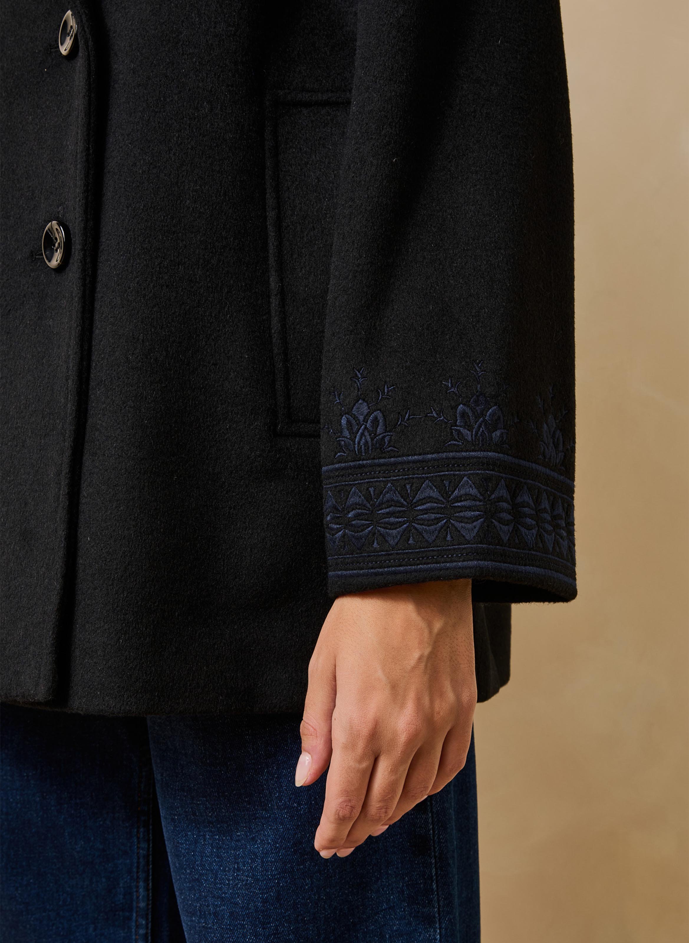 Plain straight-cut peacoat in a wool blend LA FEE MARABOUTEE Multicolored