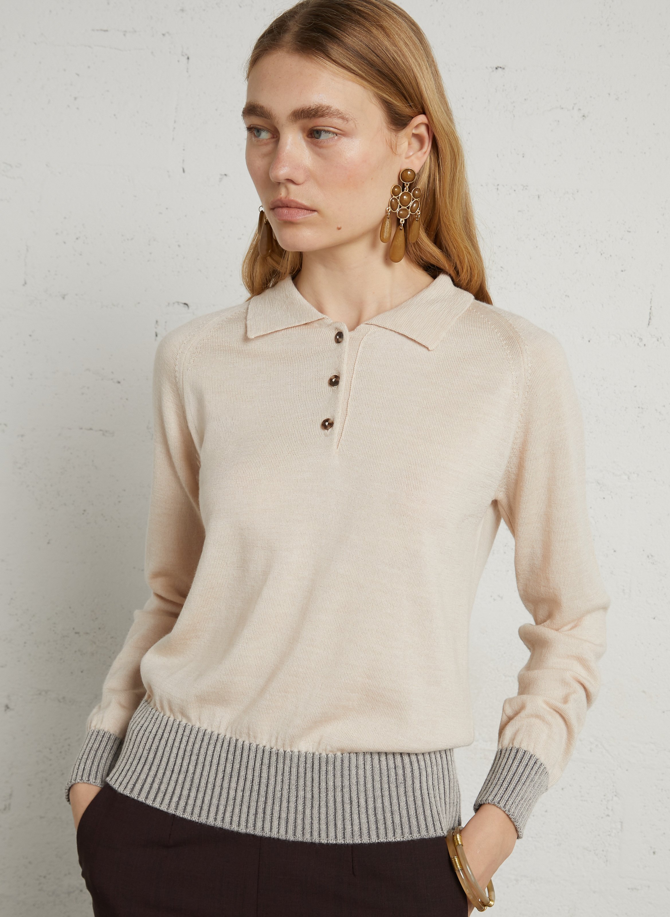 Plain merino wool sweater DIEGA Beige