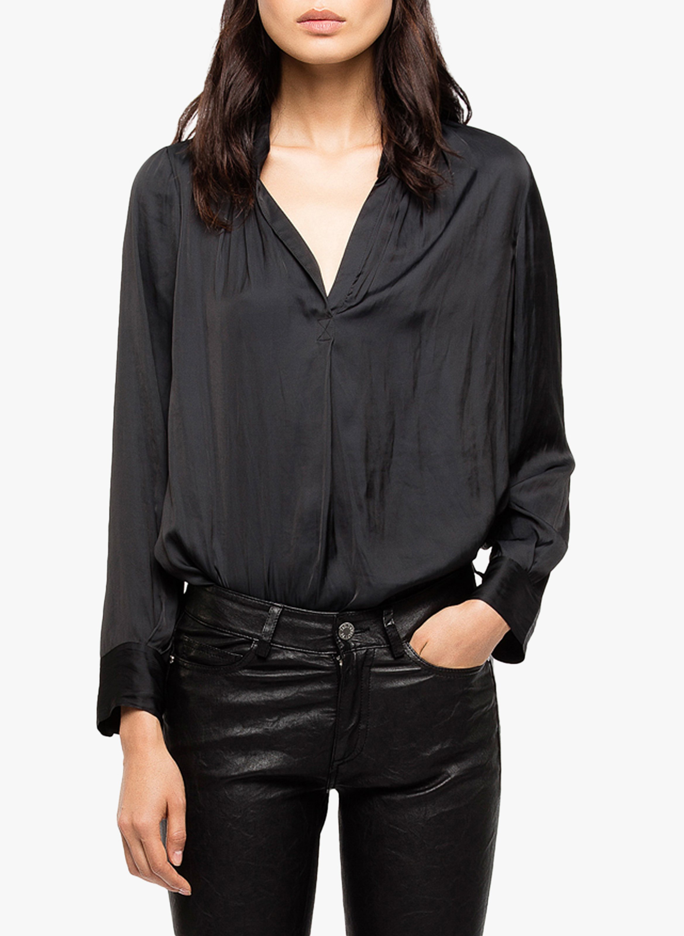 Top met V-hals en satijnen afwerking ZADIG&VOLTAIRE