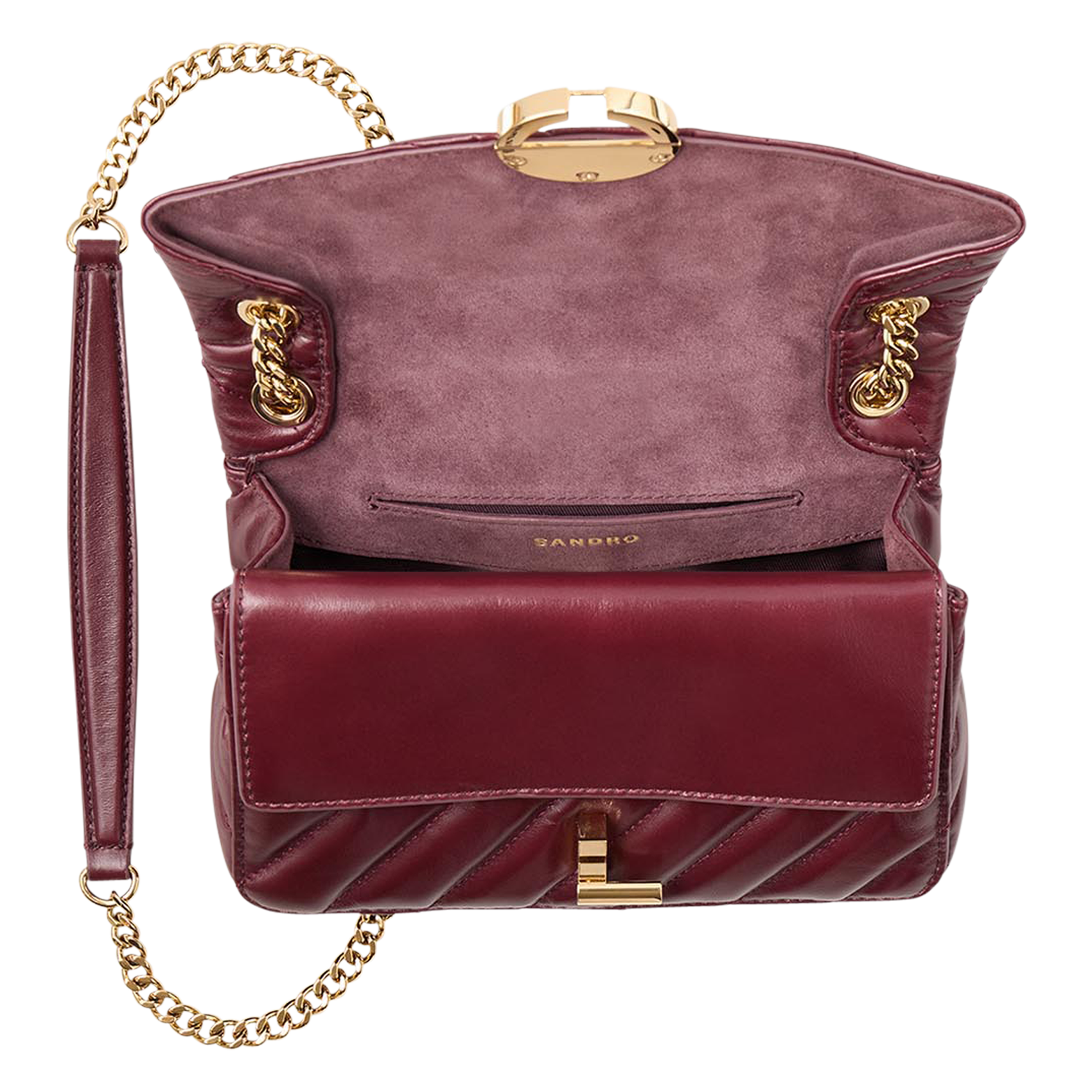 Kleine, gesteppte Ledertasche SANDRO Rot