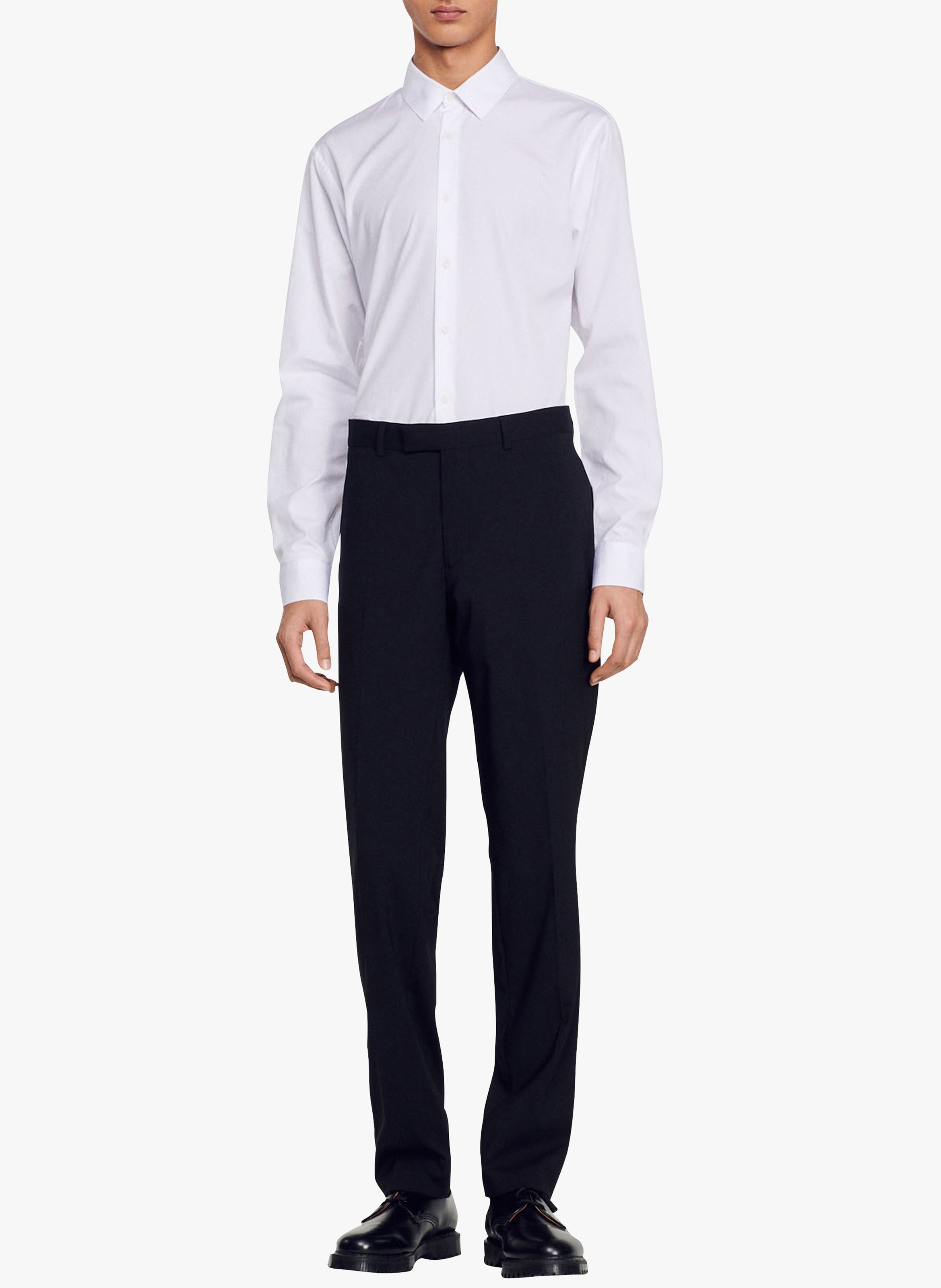 Pantalon de costume regular-fit en laine SANDRO Noir