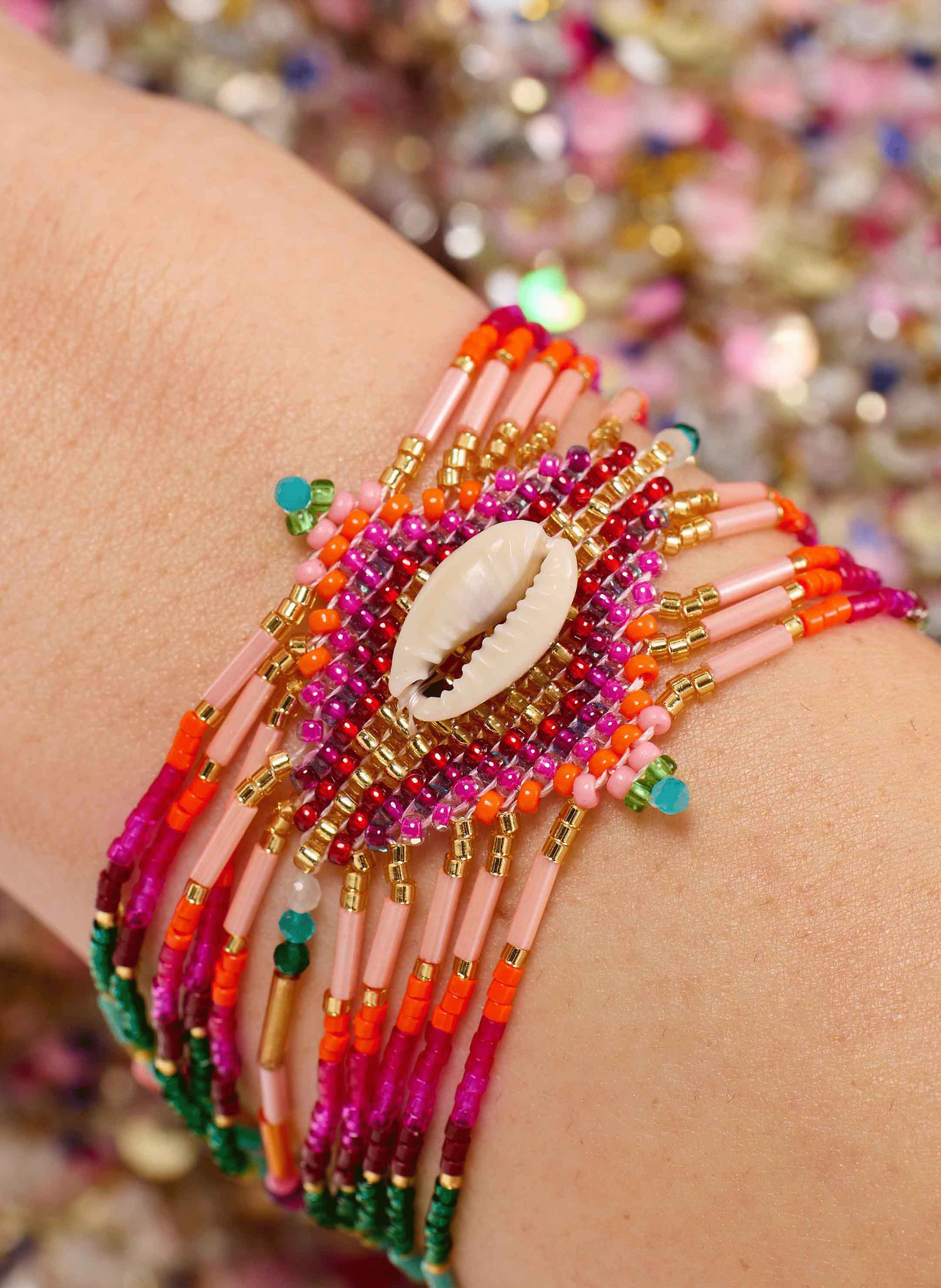 Multilink cuff bracelet with magnetic clasp HIPANEMA Pink