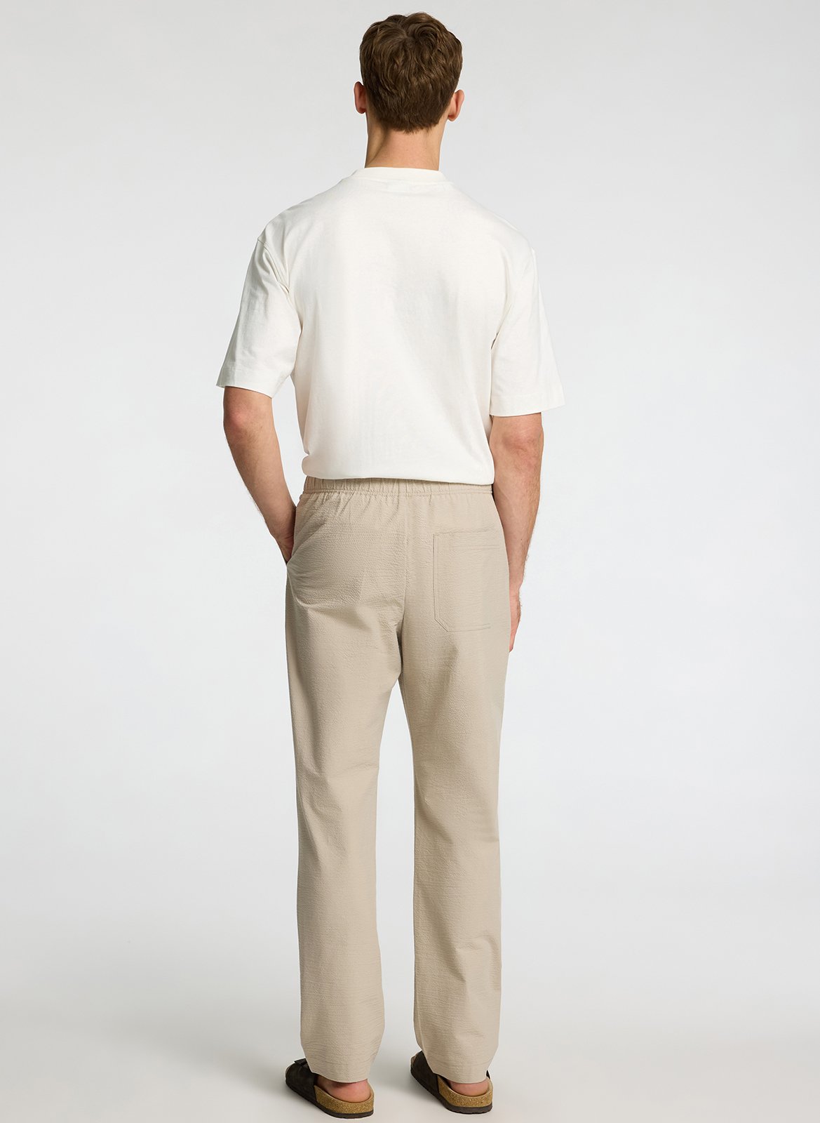 Straight-leg organic cotton-blend pants SELECTED Beige