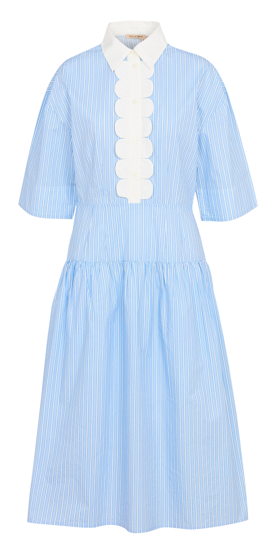 Robe longue col classique en coton bio STELLA NOVA Bleu