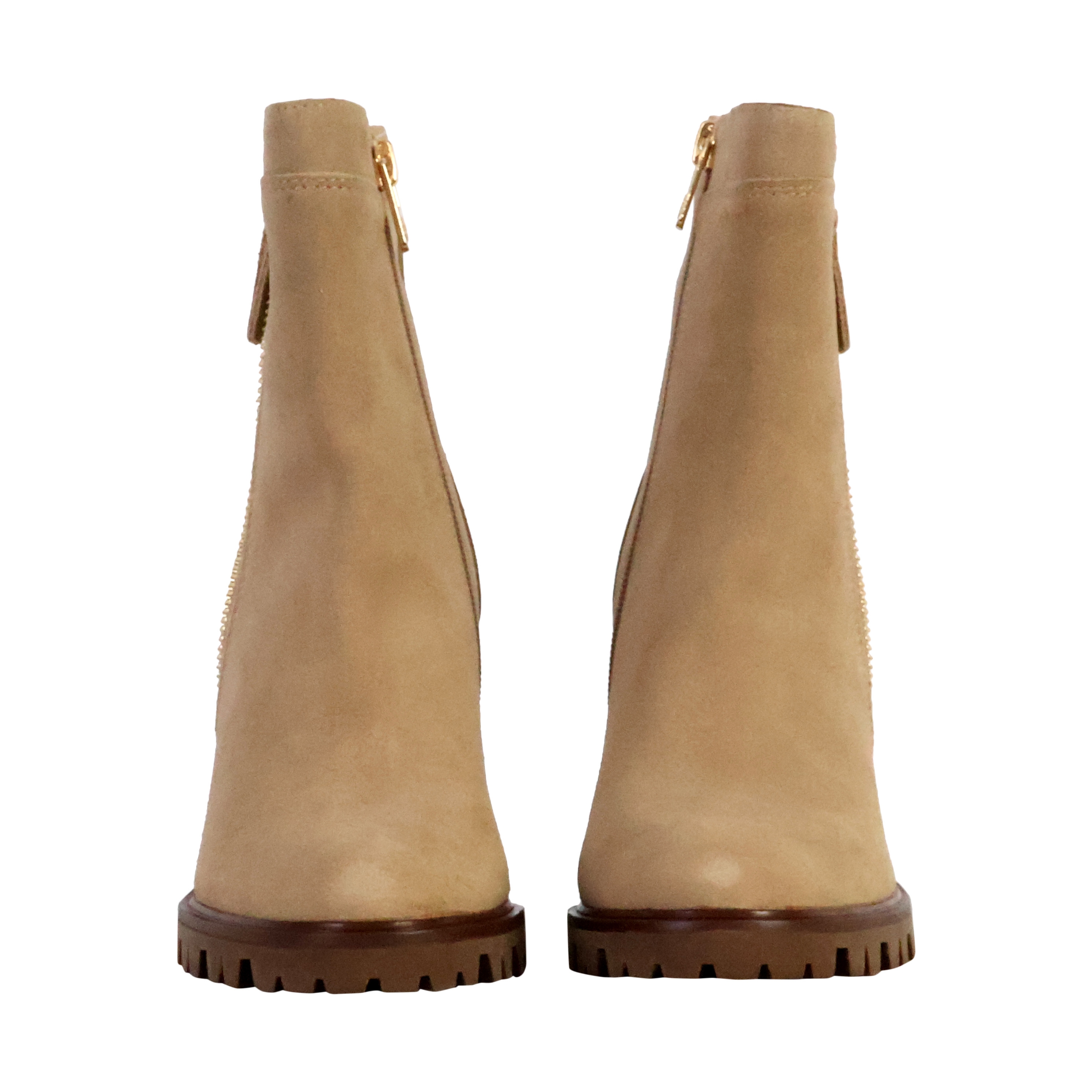 Silene leather heeled ankle boots EMILIE KARSTON Beige