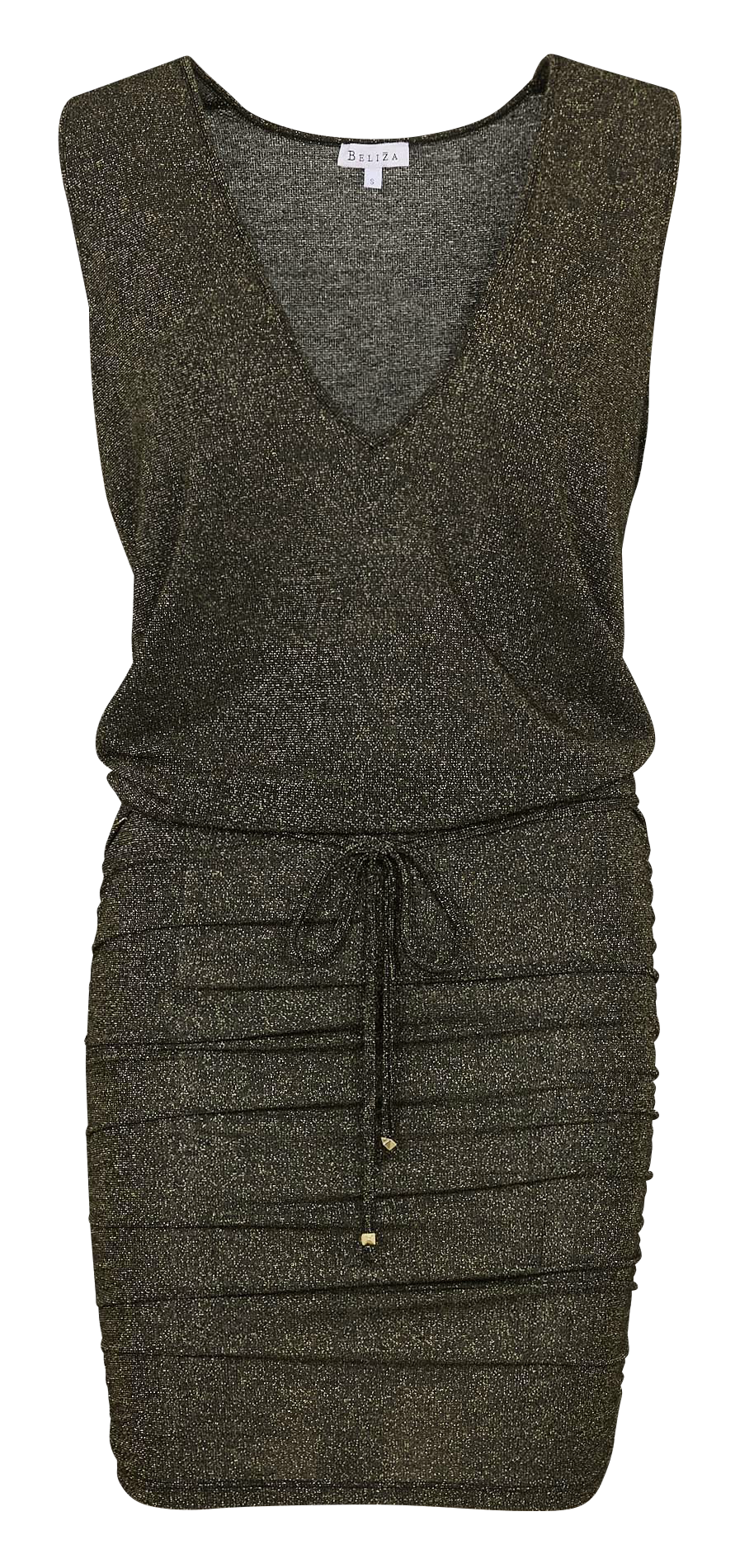 Korte jurk met V-hals en pailletten BELIZA Zwart