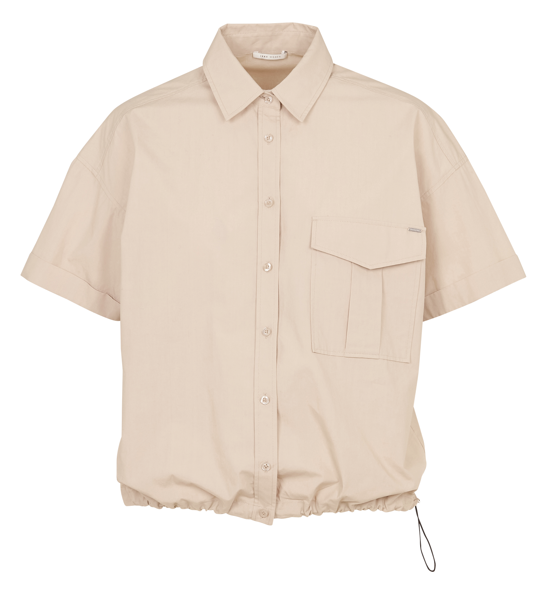 Straight cotton shirt with elasticated waistband IKKS Beige