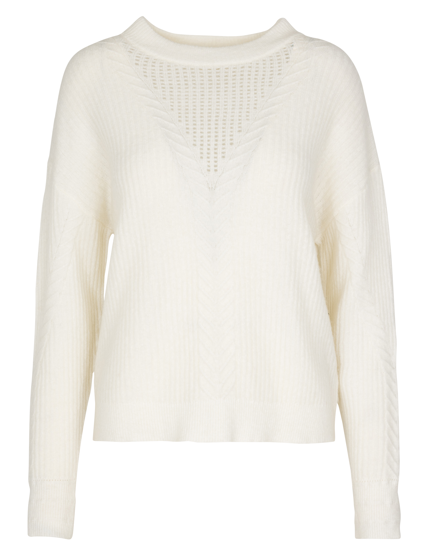 Pull droit col rond ajouré en laine mélangée SUNCOO Blanc