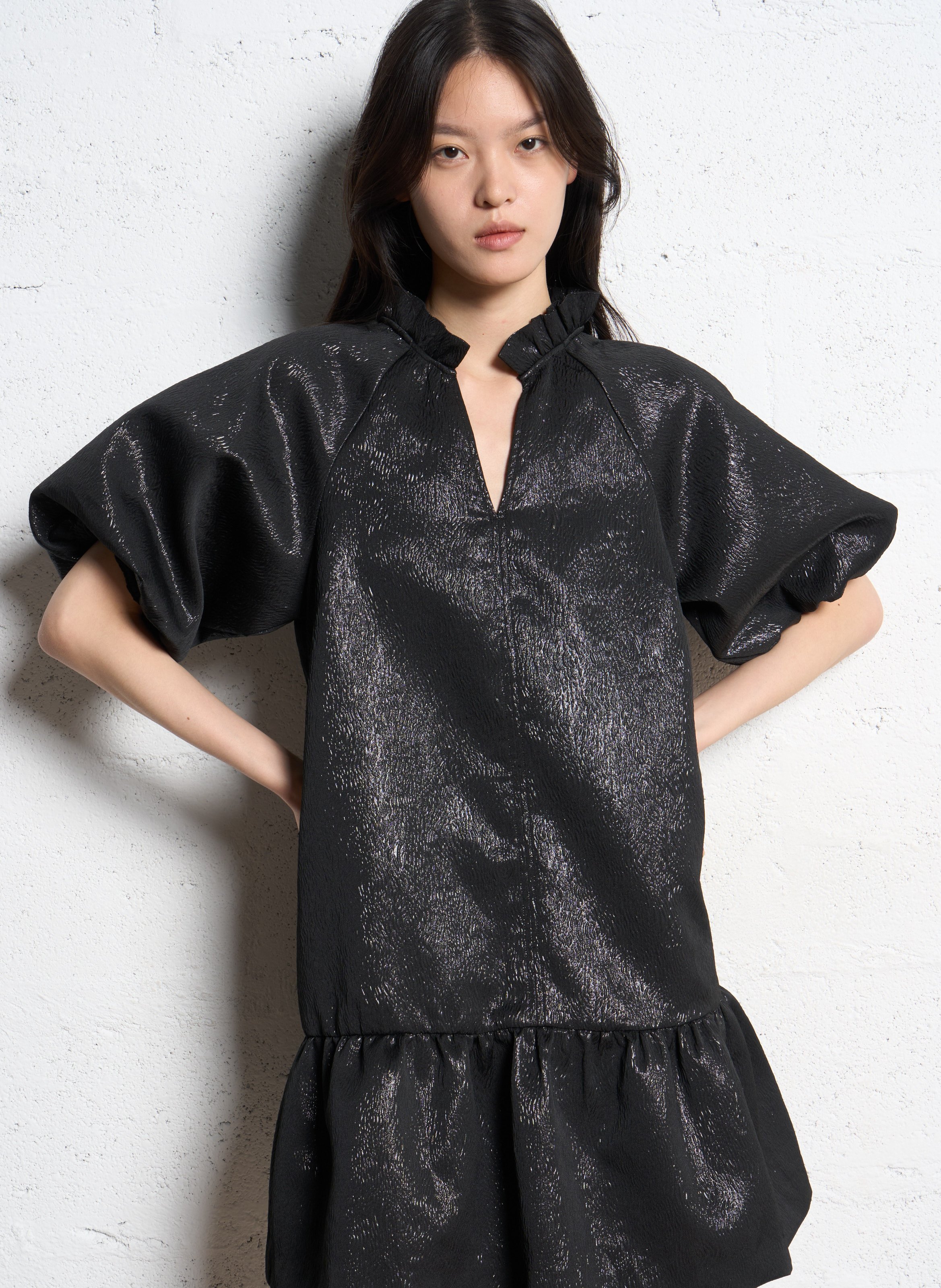 Short straight metallic dress SUNCOO Black