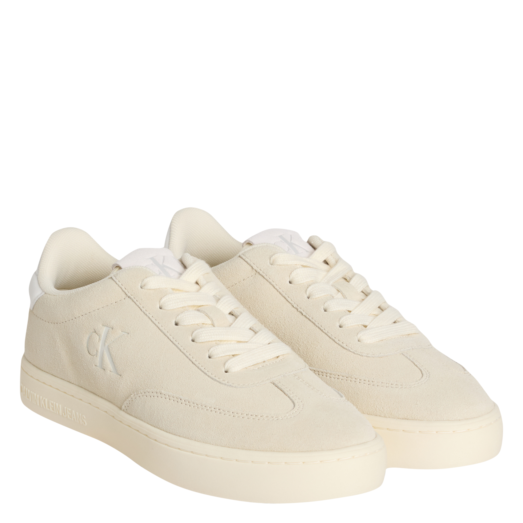 Solid suede leather low-top sneakers CALVIN KLEIN Beige