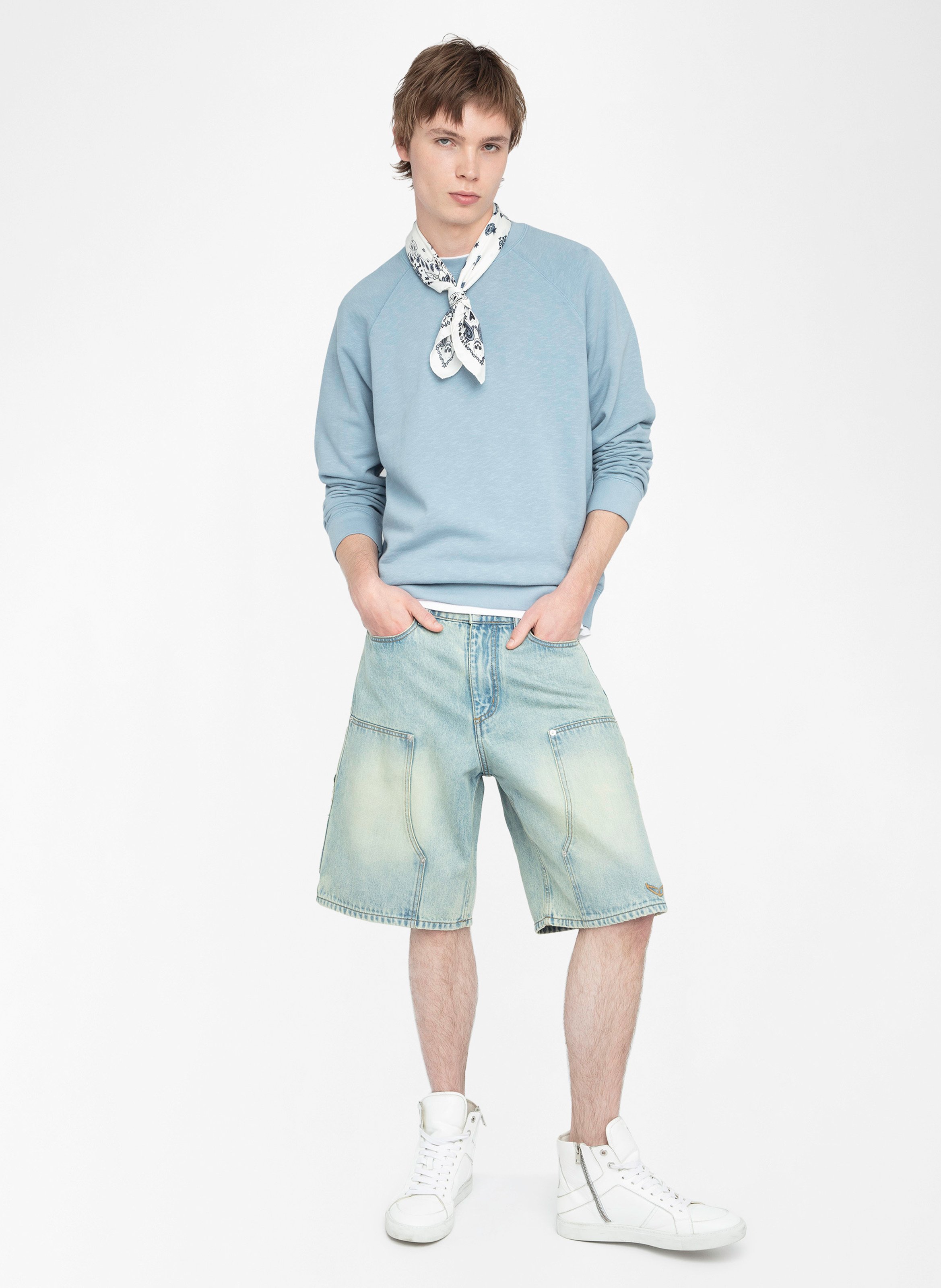 Sweat col rond en coton ZADIG&amp;VOLTAIRE Bleu