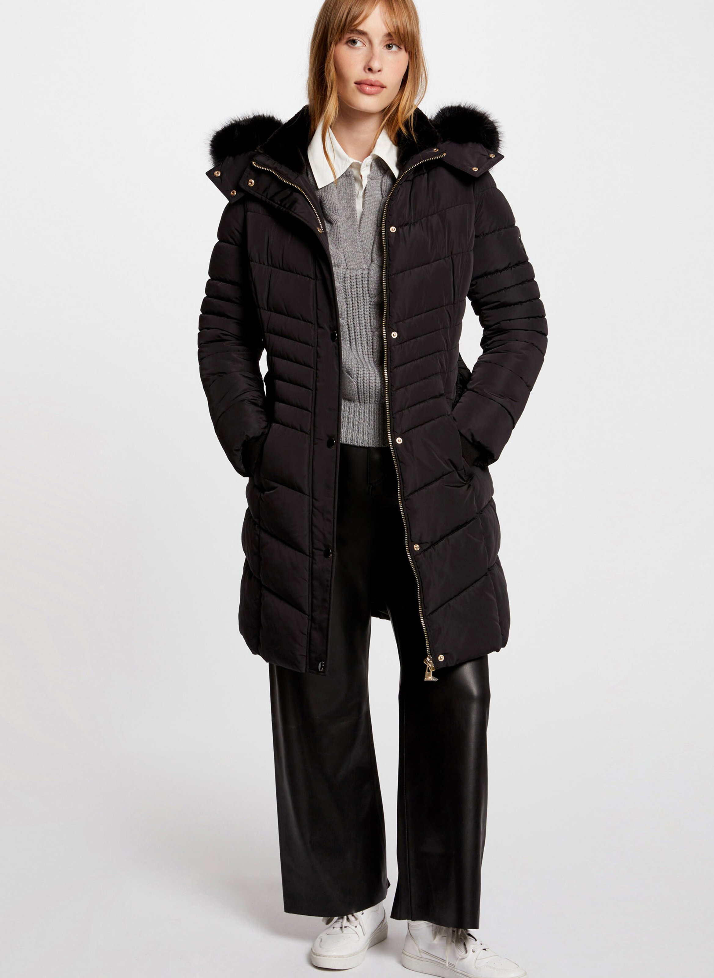 Long quilted padded jacket MORGAN Black