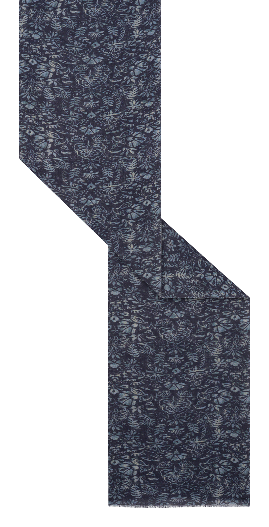 Printed wool and silk scarf PABLO Blue